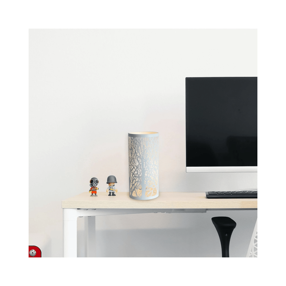 2 Lexi Lighting White Forest Table Lamp, Metal Cylindrical Shade, E27 (Model LO-0002)
 - white, 2 of 6