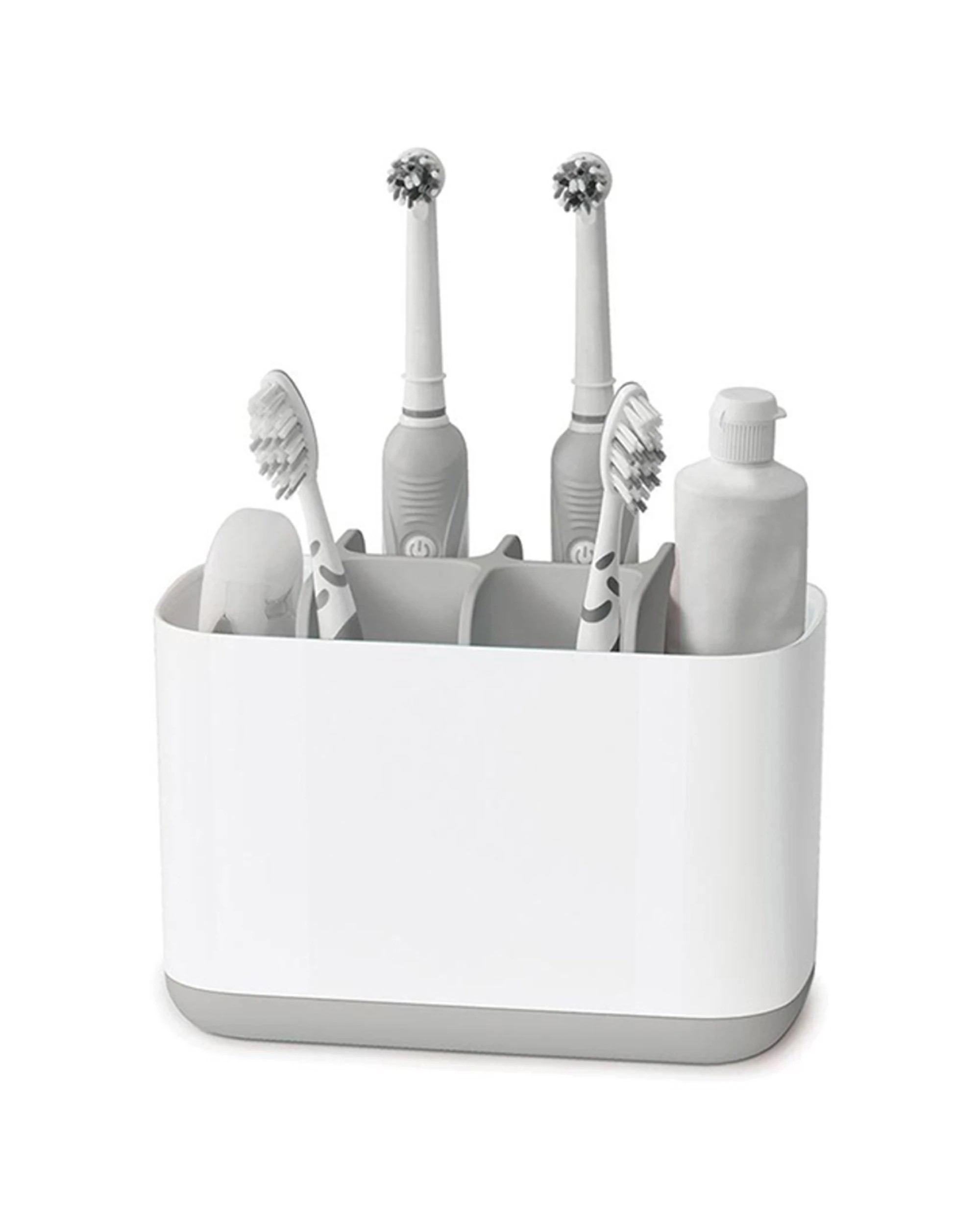 1 Joseph Joseph Toothbrush Caddy Divided Sections Ventilated Non Slip Base - White, 1 of 5