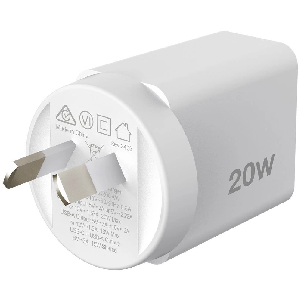 4 Comsol 20W Dual Port Wall Charger White, 4 of 5