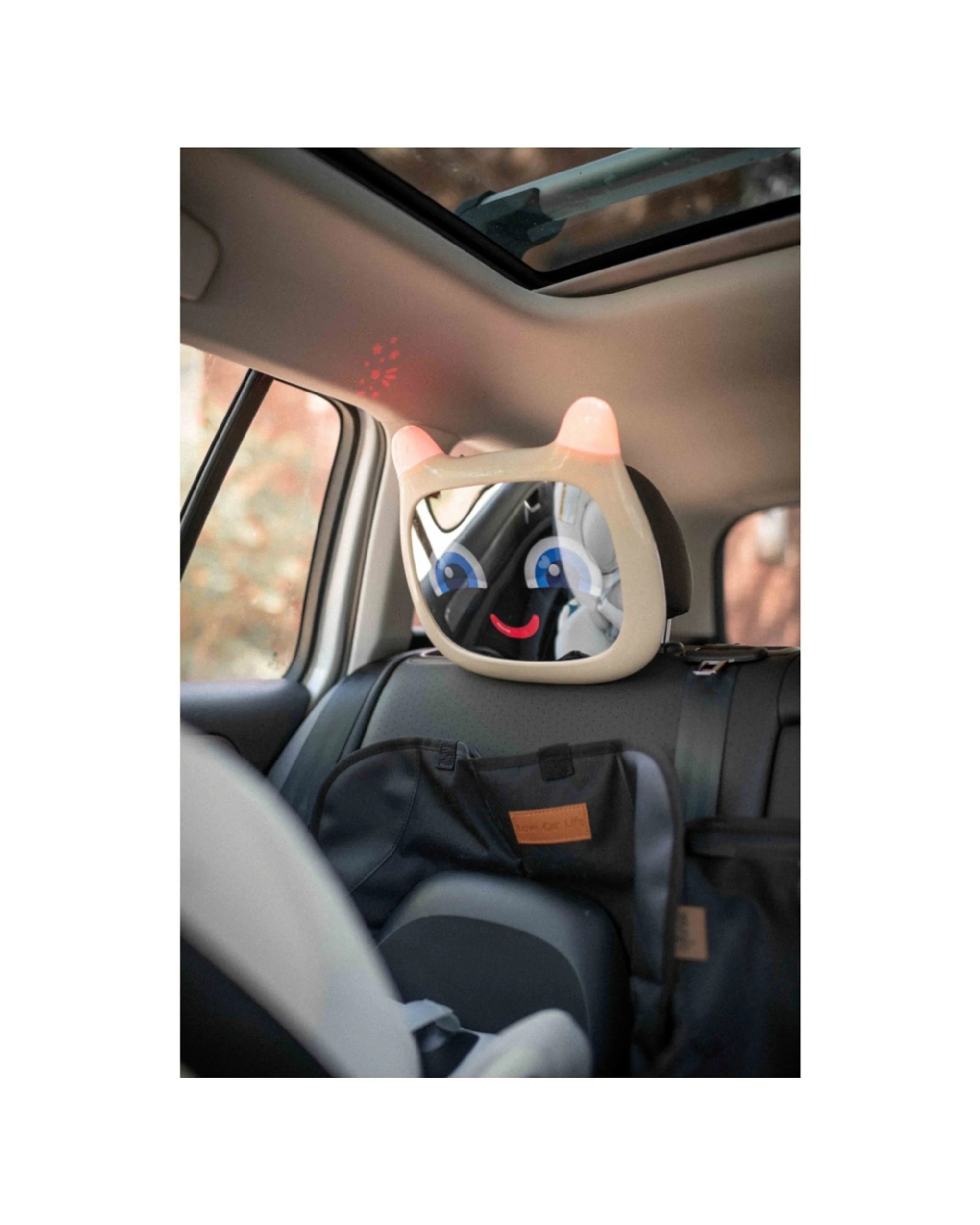 2 BenBat Baby Toddler Rectangular Hope Car Mirror With Star Projector & Lullabies - Pink, 2 of 4