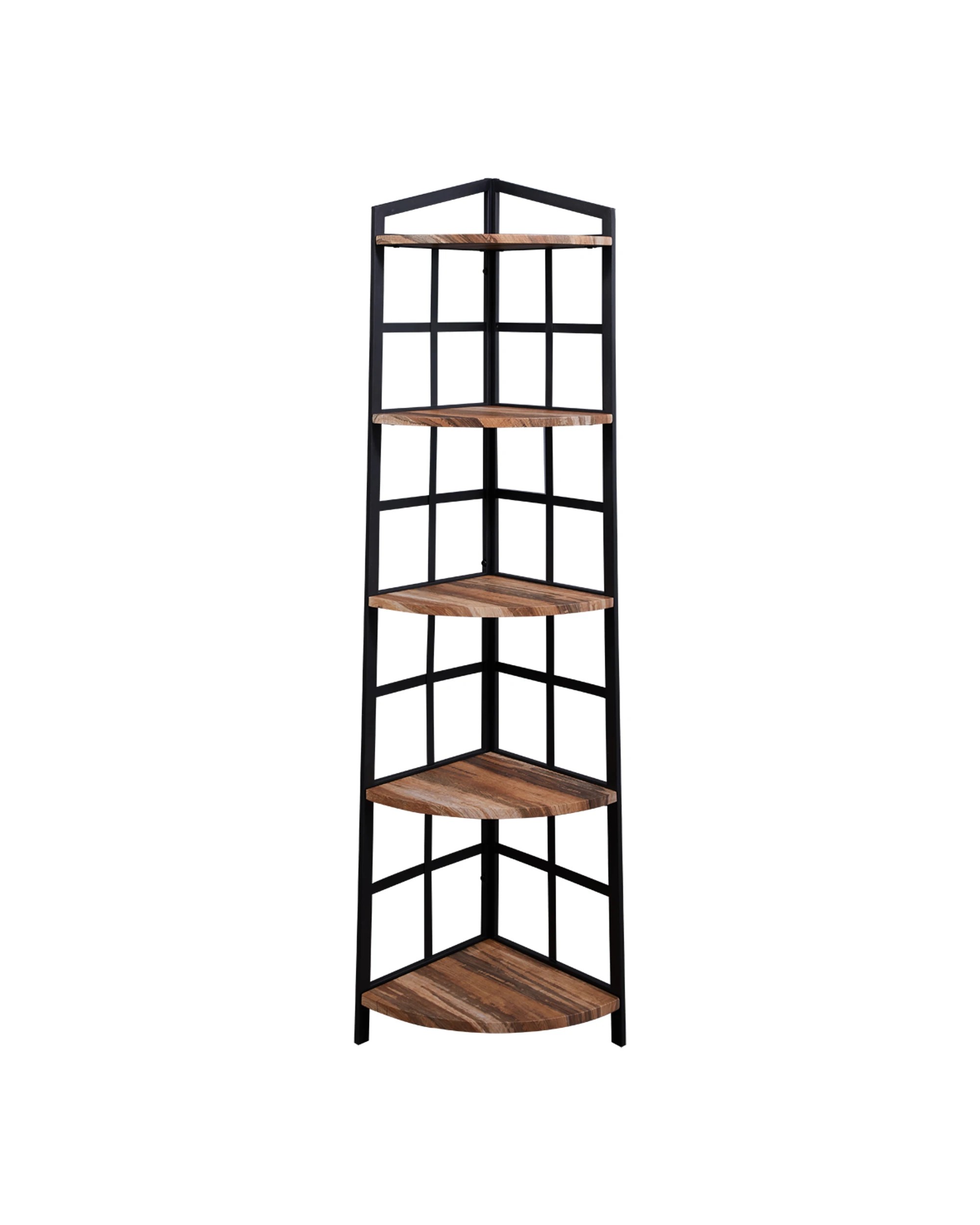 5 IHOMDEC 5 Tier Corner Bookshelf - Brown, 5 of 8