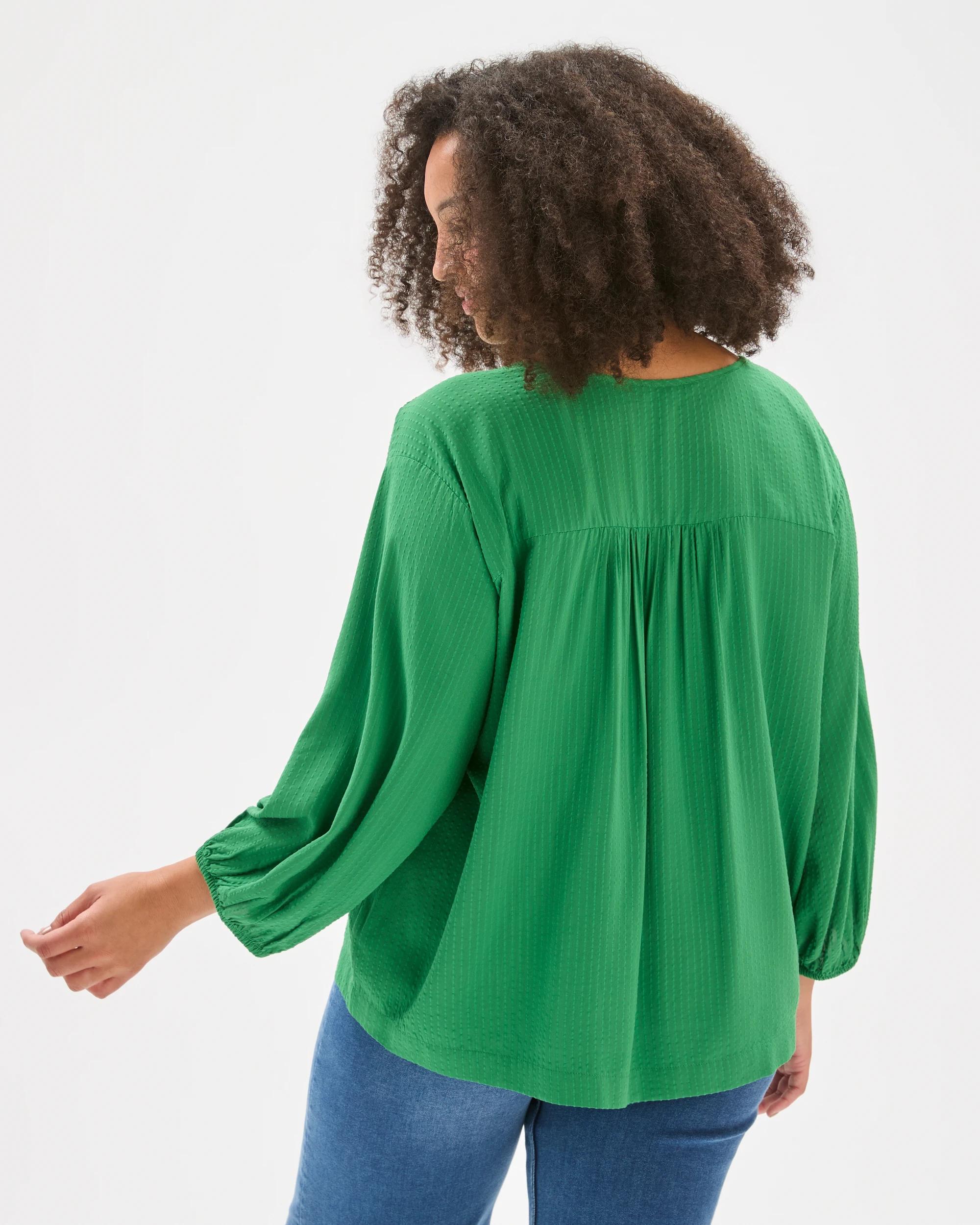 6 Target Curve Plus Size 3/4 Sleeve Half Placket Blouse PINE GREEN, 6 of 6