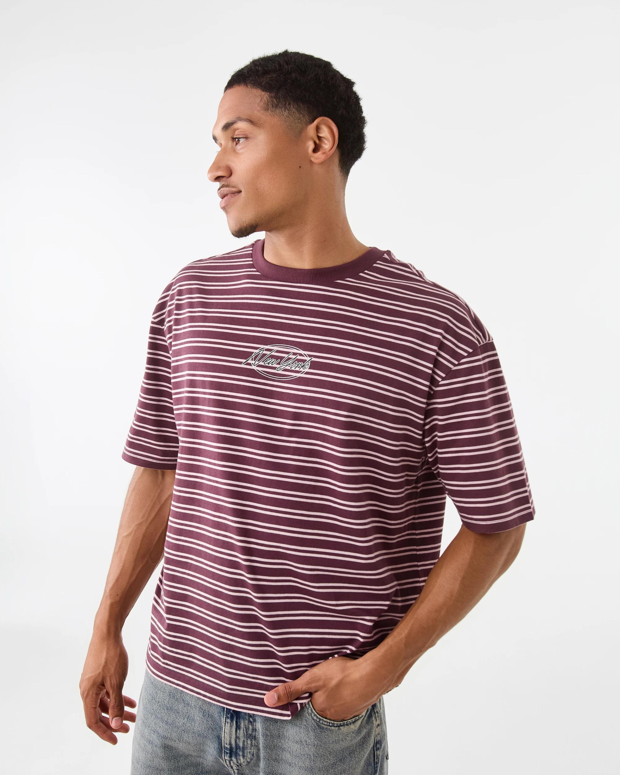 1 Boxy Stripe T-Shirt Red Ny, 1 of 6