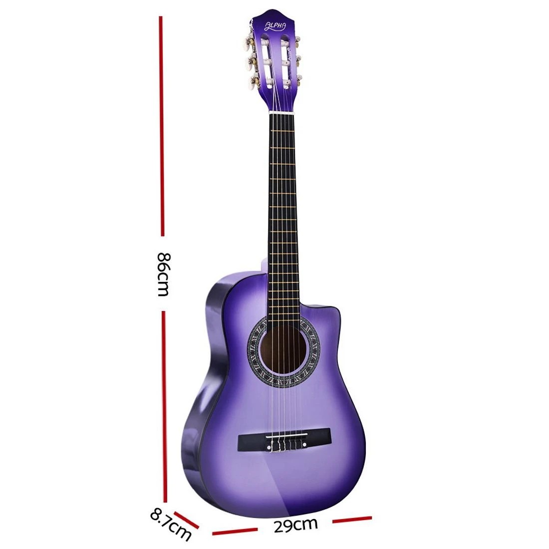 2 Alpha 34 Inch Classical Guitar Wooden Body Nylon String Beginner Kids Gift - Purple, 2 of 6