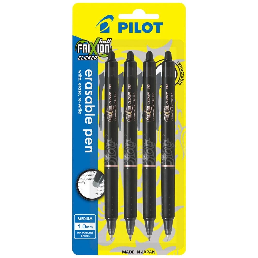 1 PILOT FriXion Clicker Erasable Gel Pen 1mm Black 4 Pack, 1 of 6