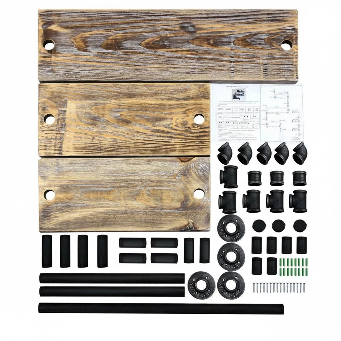 7 Artiss Floating DIY Pipe Shelf 3 Tiers - IONA - Natural, 7 of 8