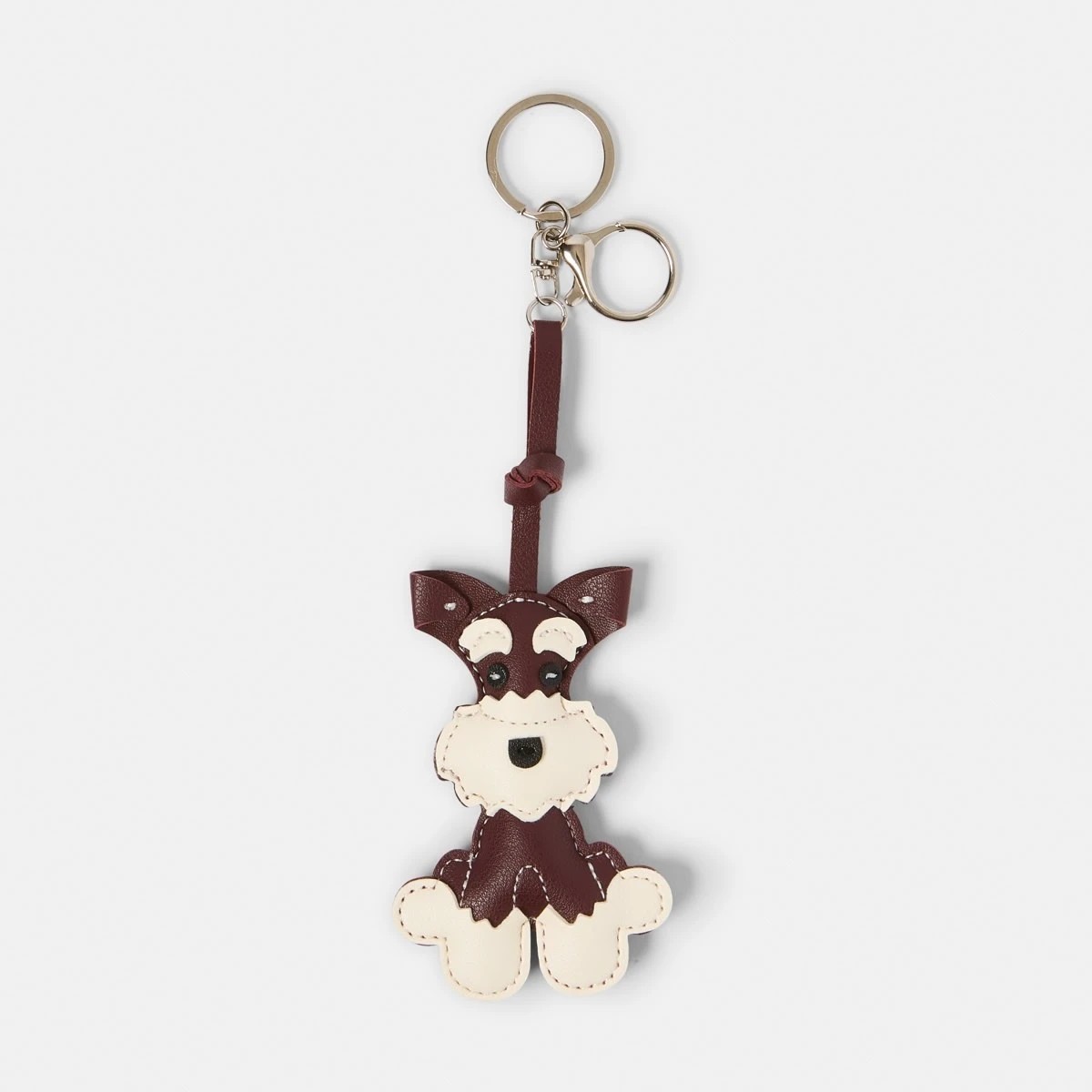 1 PU Dog Bag Charm Keyring - Brown and Silver Tone, 1 of 3