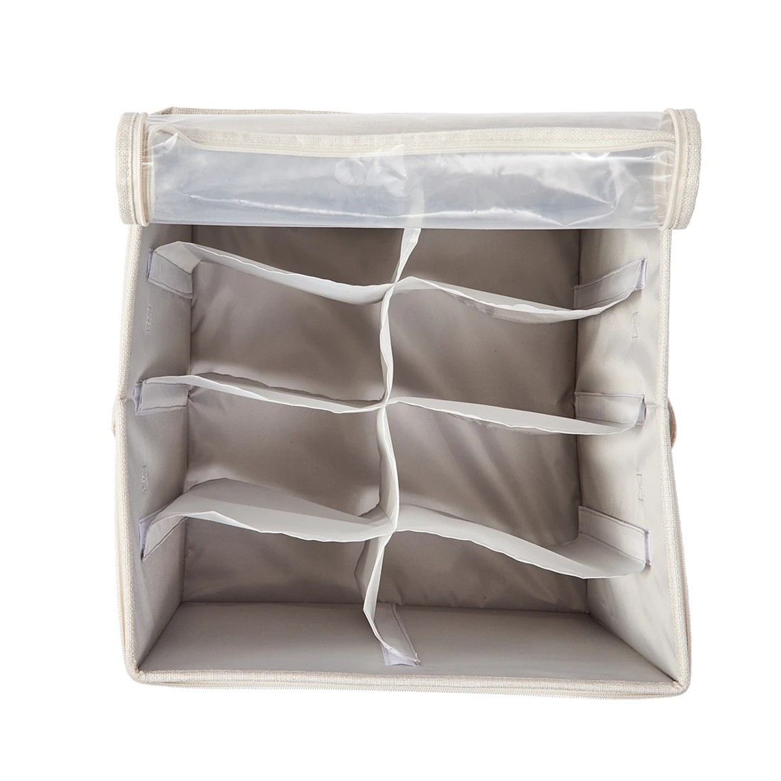 9 Linen Look Storage Box with Dividers - Beige, 9 of 10