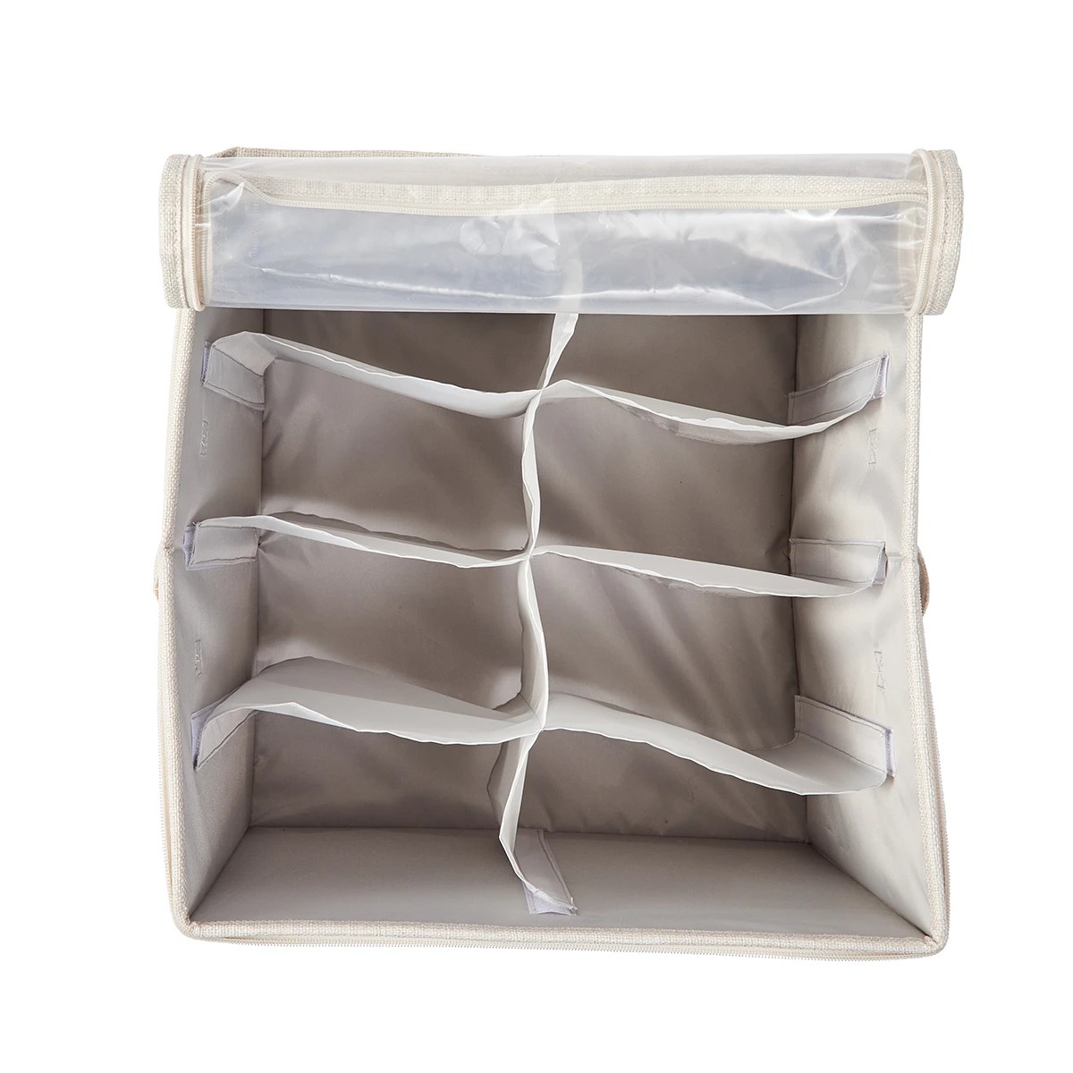 9 Linen Look Storage Box with Dividers - Beige, 9 of 10