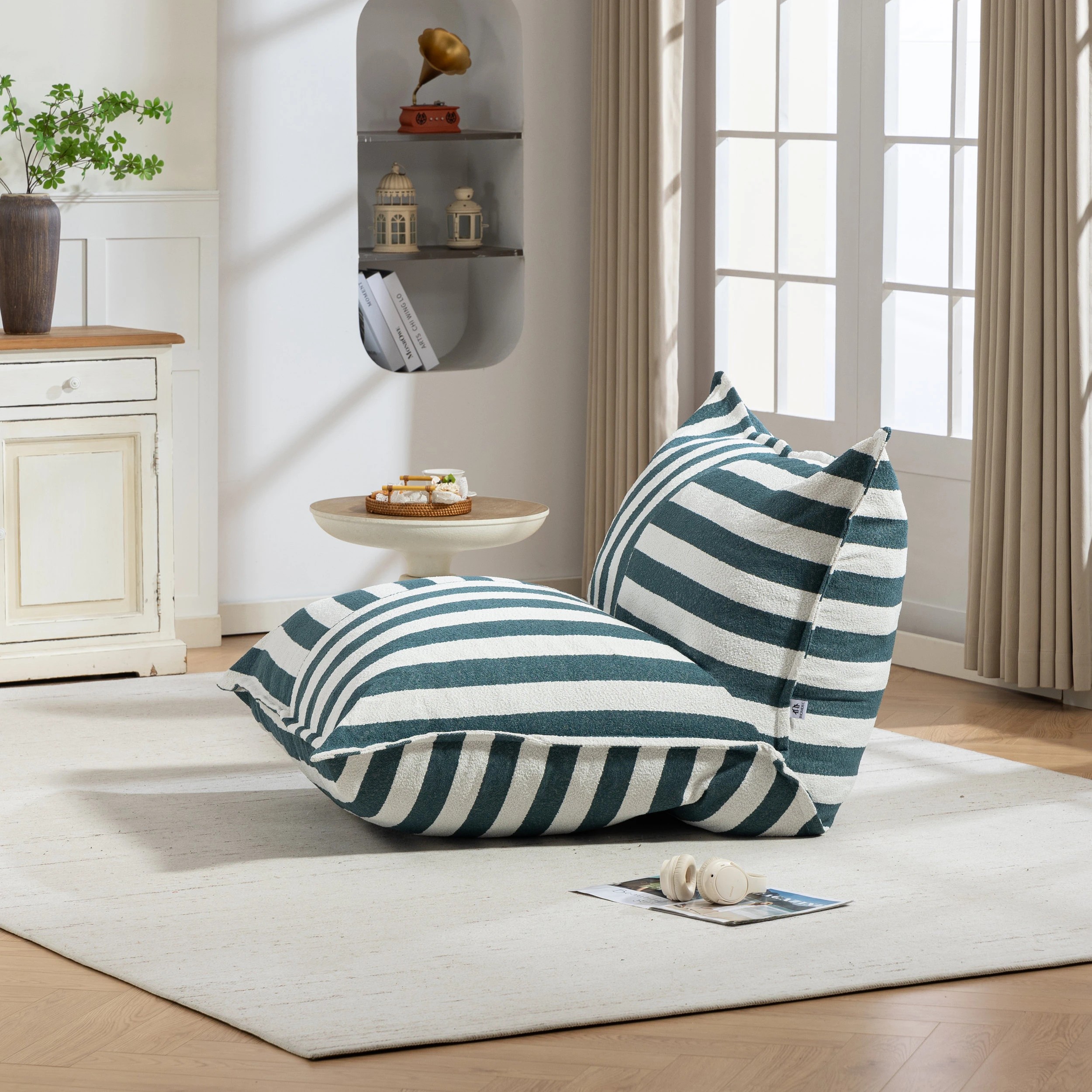 9 IHOMDEC L-Shape Outdoor Boucle Compression Sofa Green&White - Green, 9 of 9