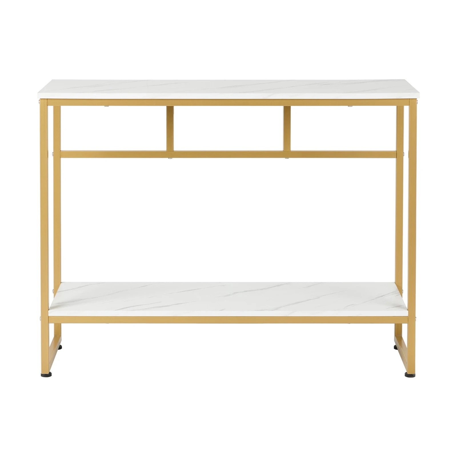 6 Oikiture Console Table Hallway Marble Effect Metal Entry Table Display - Gold, 6 of 9