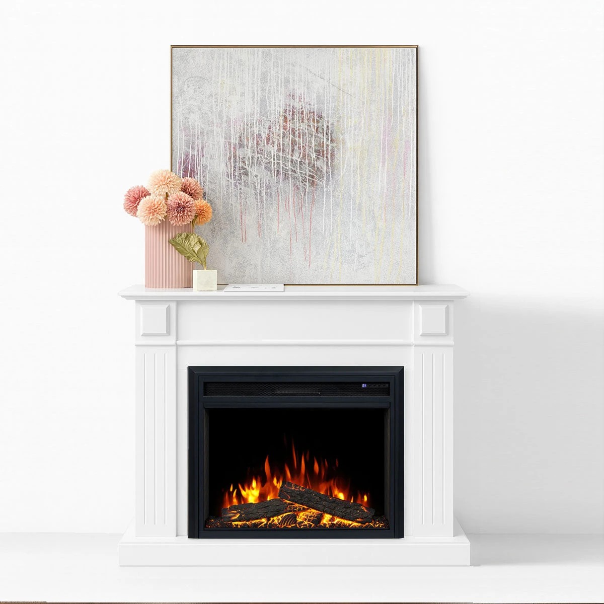 3 Moda Living Berwick Electric Fireplace Heater White Mantel Suite with Moonlight Insert - White, 3 of 9