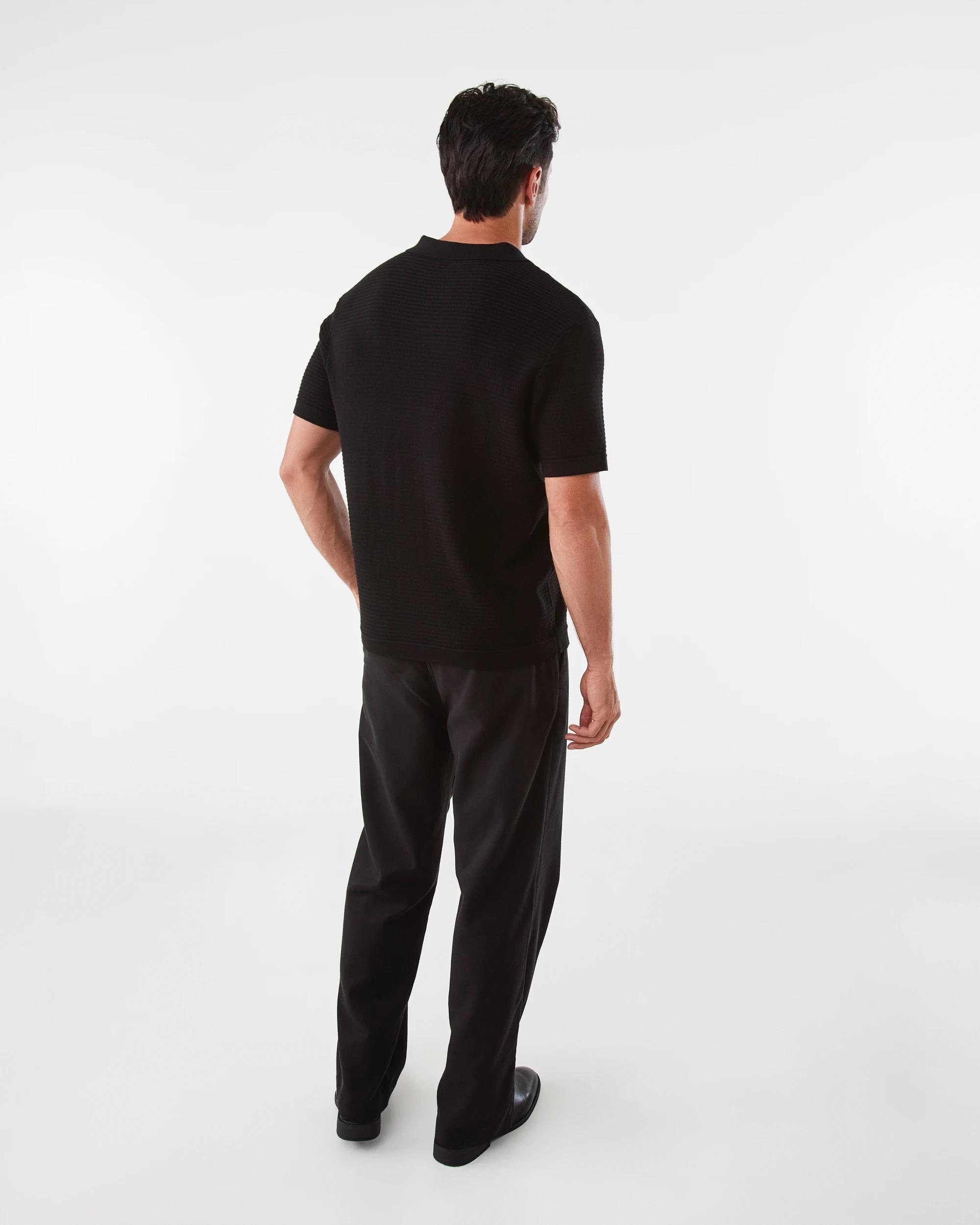 4 True Knit Textured Polo Shirt Black, 4 of 7