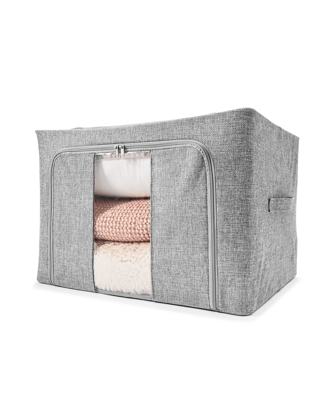 2 Linen Look Collapsible Box with Window - Large, Charcoal, 2 of 10