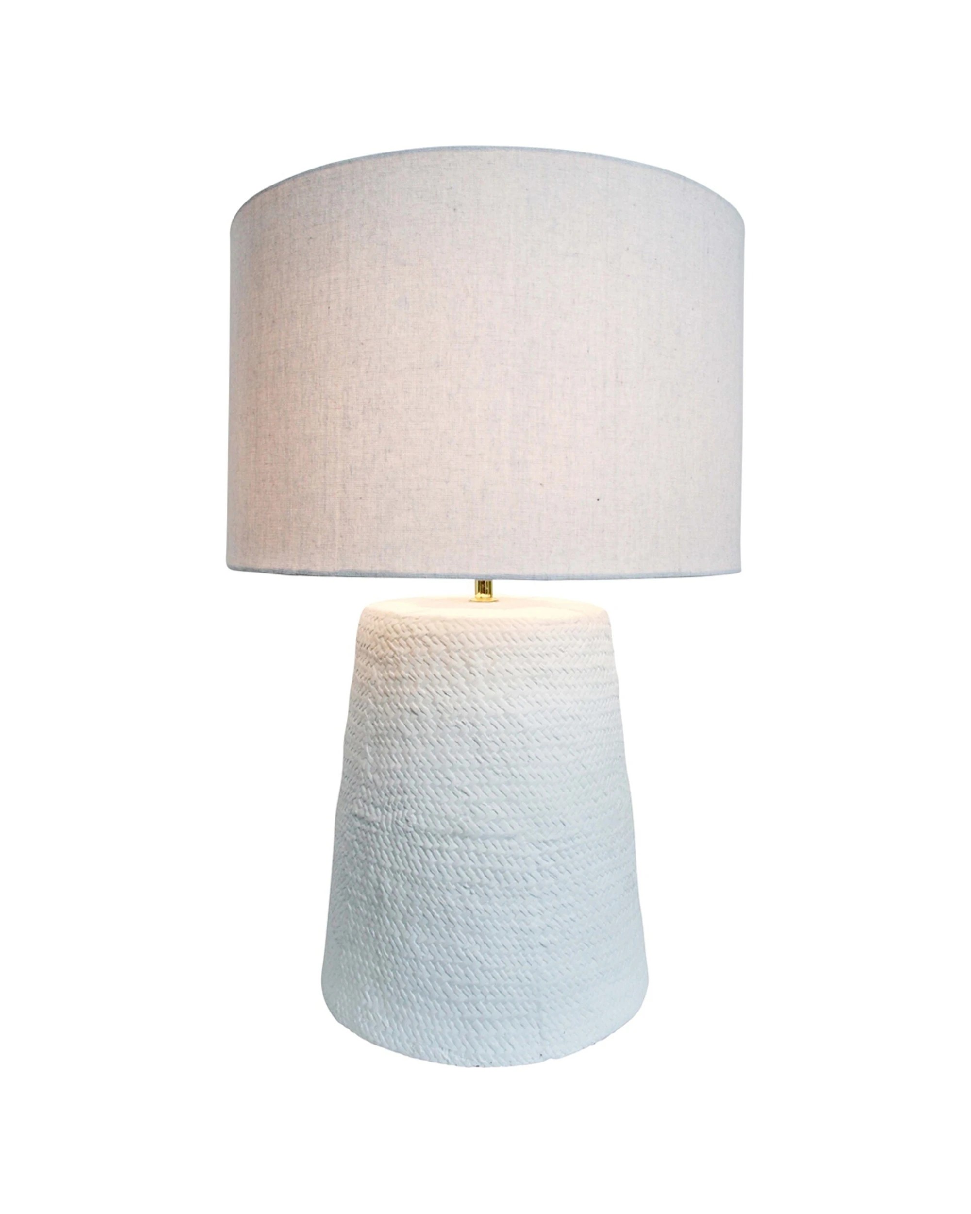 1 LVD Linen Shade Lamp Plantation Tabletop Light Concrete Base 42x65cm - White, 1 of 2