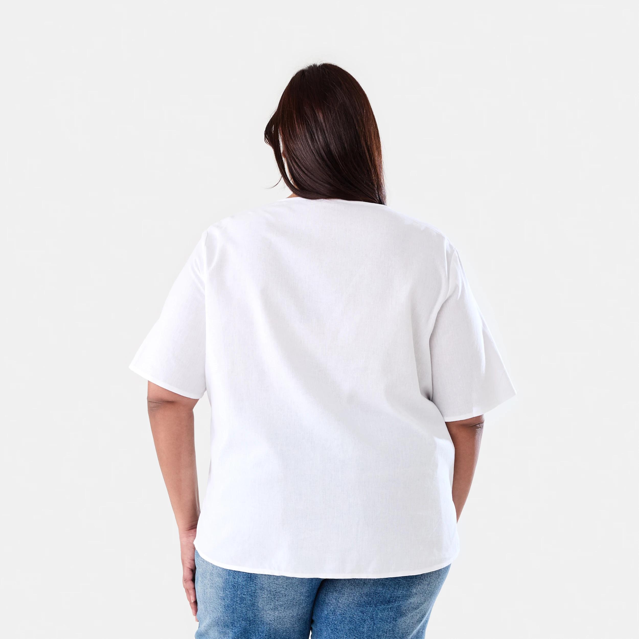 3 Curve Short Sleeve Tie Front Top White, 3 of 7