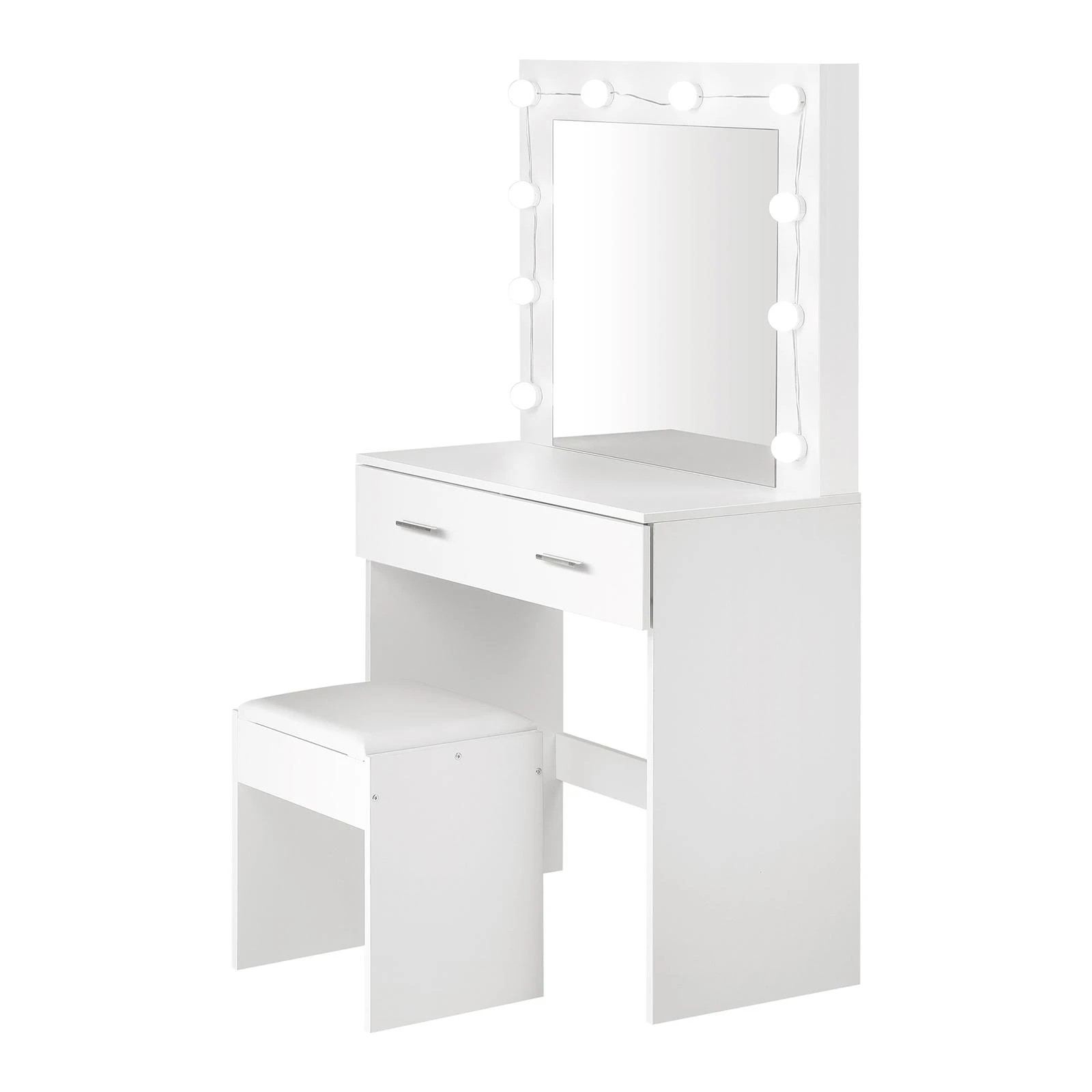 8 Oikiture Dressing Table Stool Set Makeup Mirror Storage Desk 10 Led Bulbs
 - White, 8 of 9