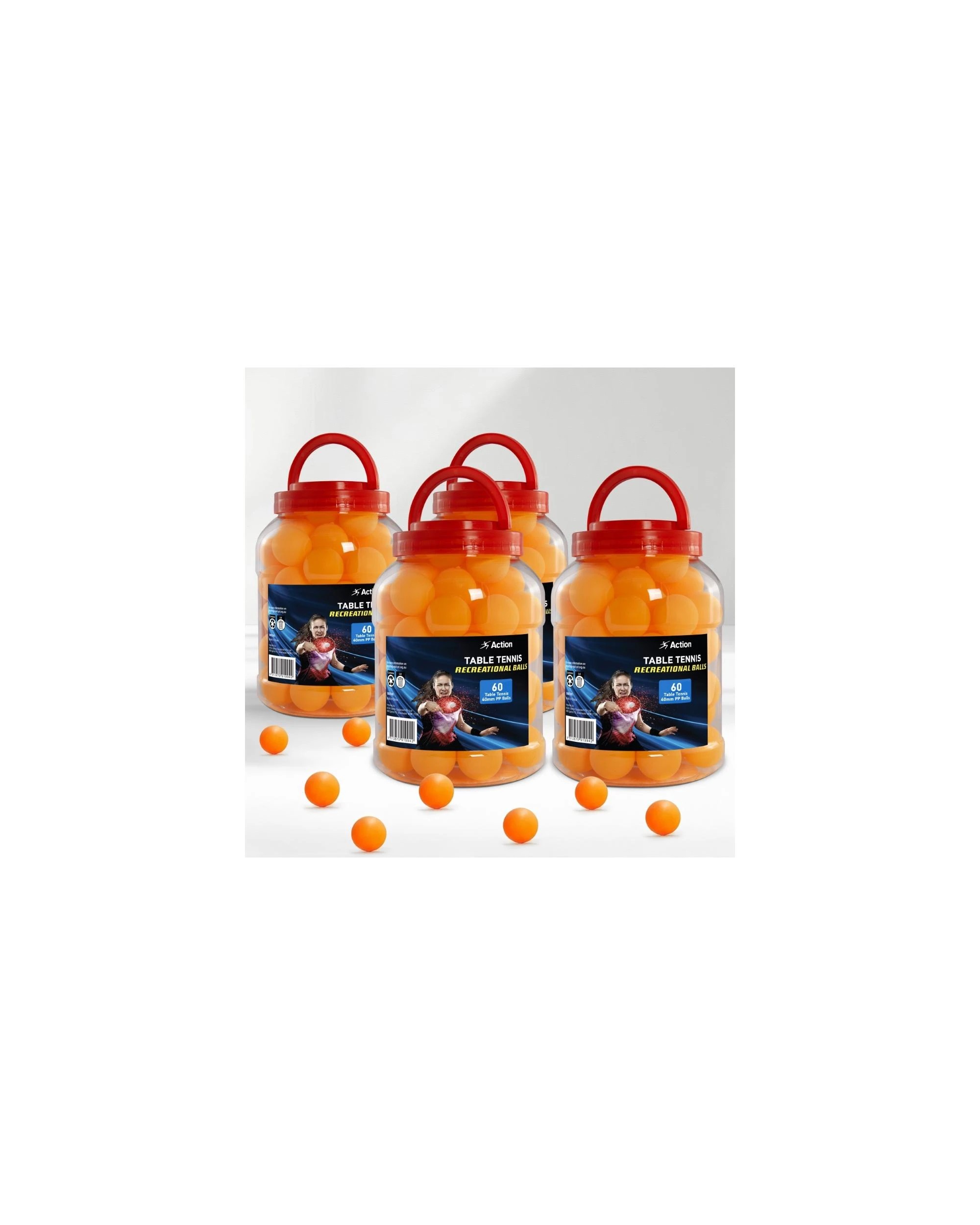 1 Action Sports 240 Ping Pong Table Tennis Balls (4 Tubs of 60) - Orange, 1 of 8