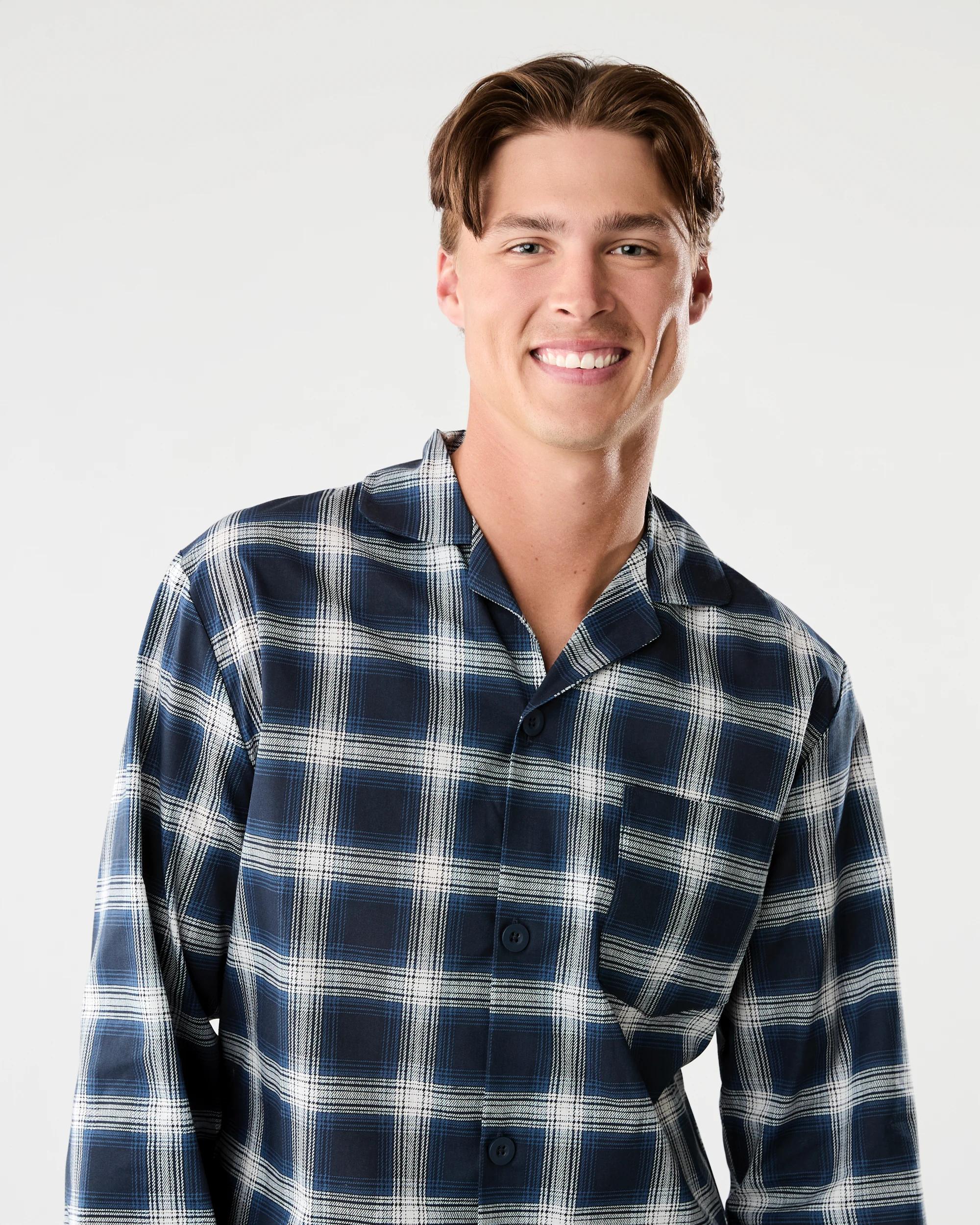 4 Long Leg Woven Pyjama Set Blu Check, 4 of 8