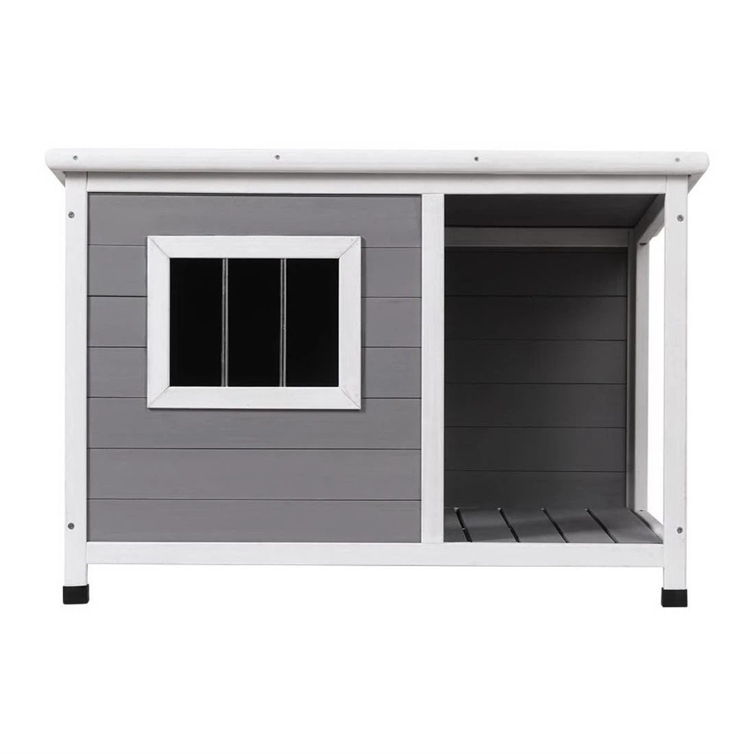 4 i.Pet Dog Kennel House Large Wooden Outdoor Pet Kennels Indoor Puppy Cabin Log - Grey, 4 of 7