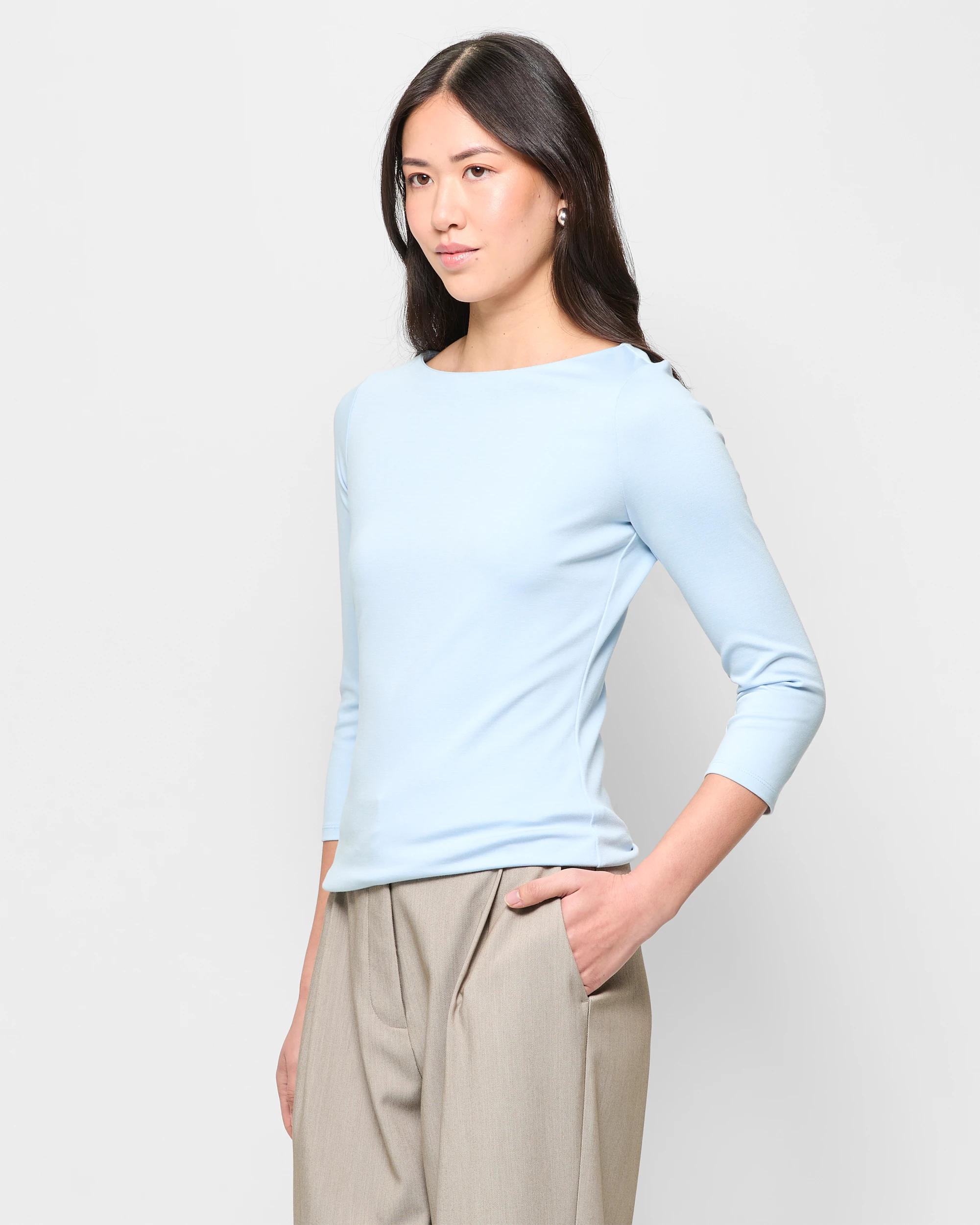 3 3/4 Sleeve Boat Neck Ponte Top - Preview SKYWAY, 3 of 5