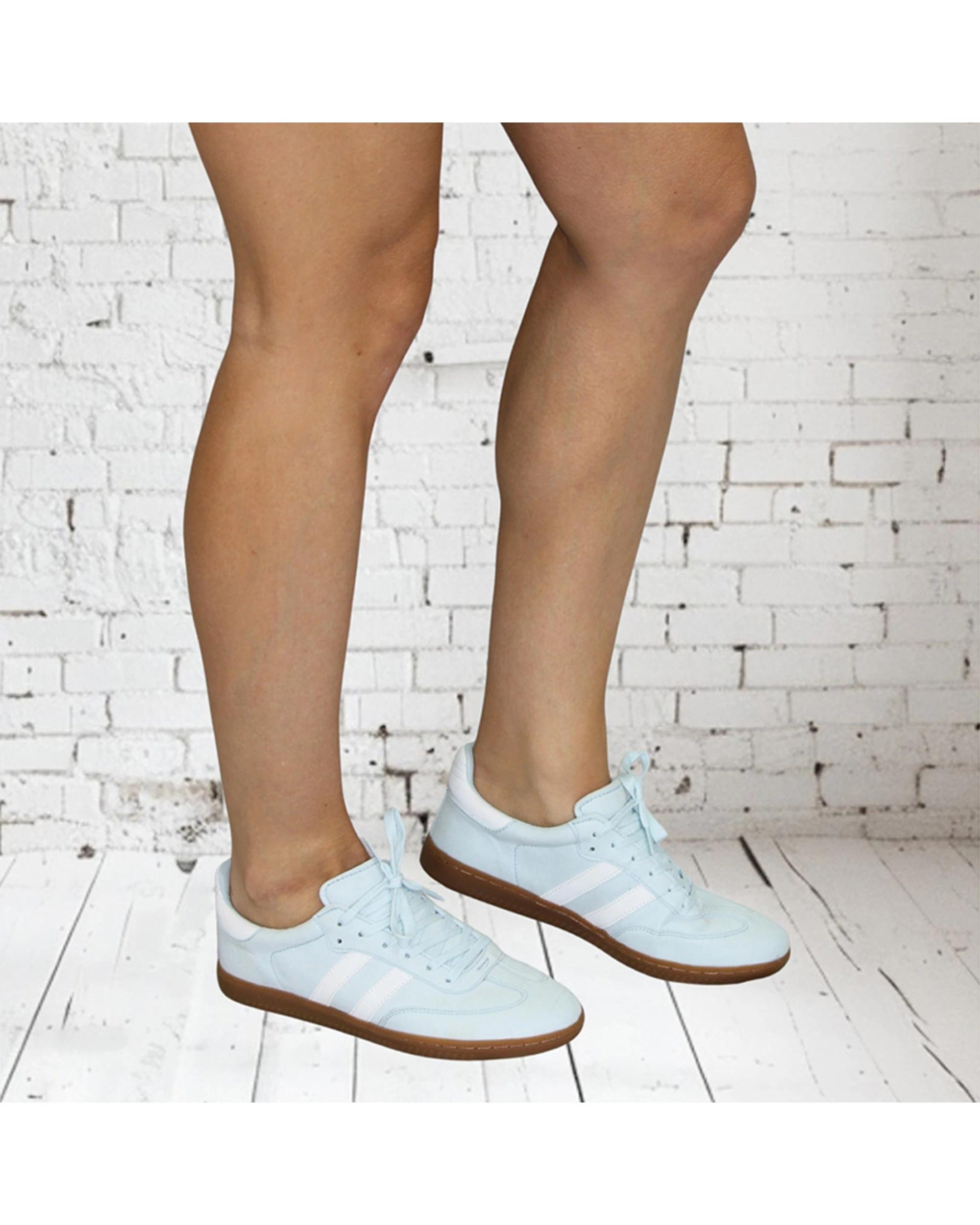 4 Human Shoes Swift Women's Faux Suede Lace up Sneakers Black BABY BLUE, 4 of 4