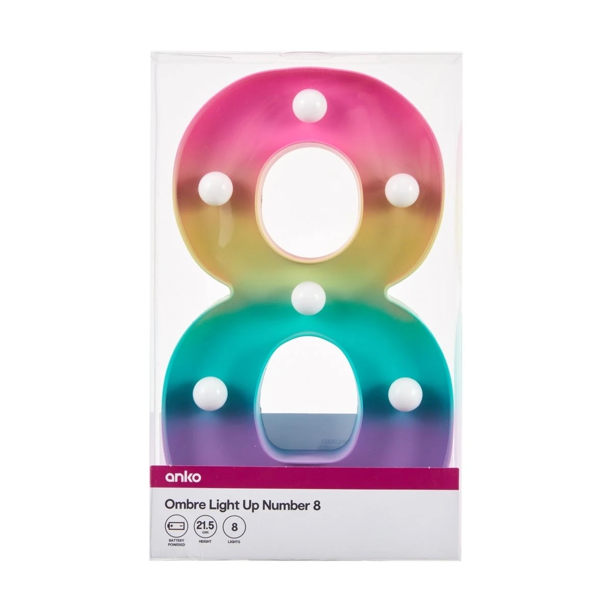 4 Ombre Light Up Number - 8, 4 of 5