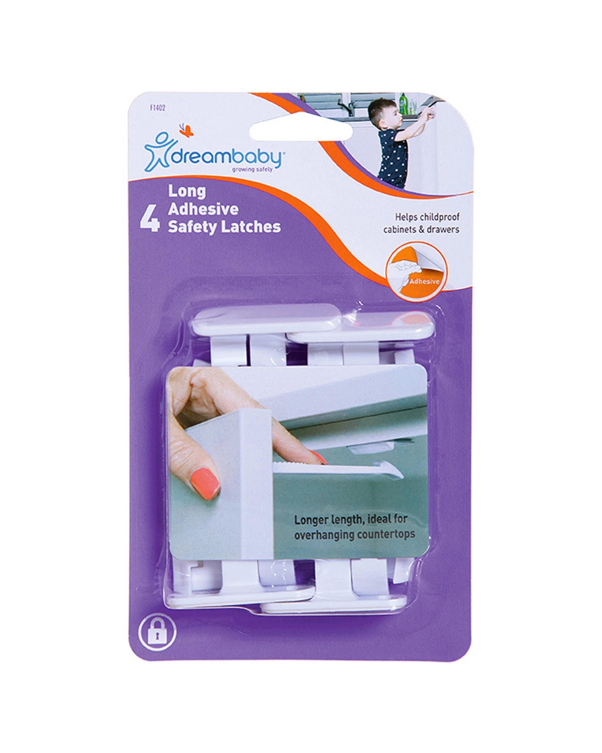 1 Dreambaby 4pc Baby Safety Adhesive Latches Long Easy Install Child - Multi, 1 of 3
