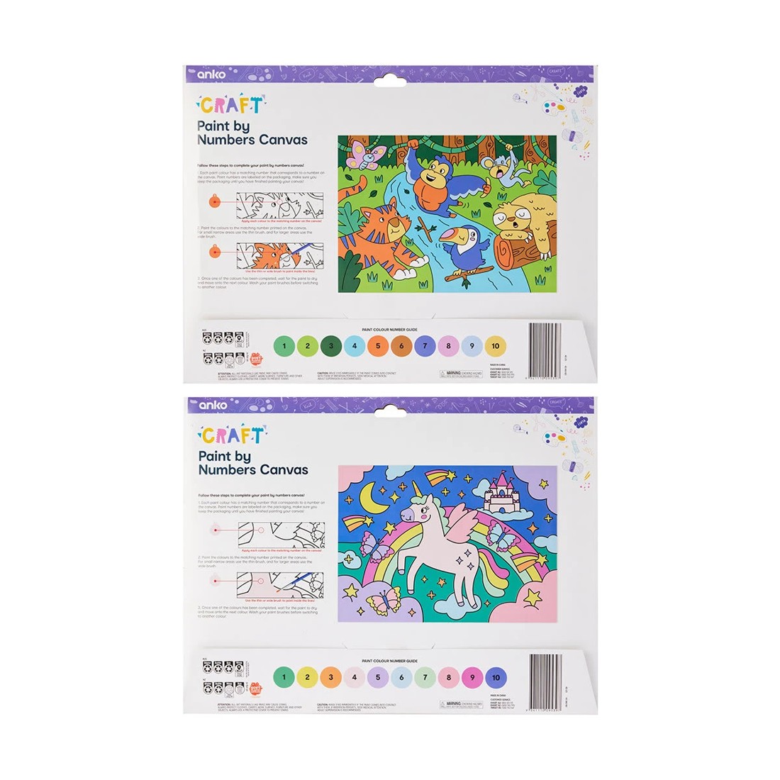 10 Paint by Numbers Canvas - Assorted, 10 of 10