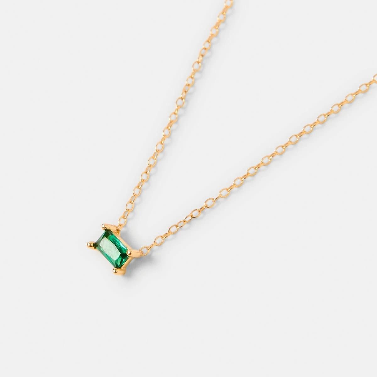 1 Gold Plated Sterling Silver Stone Necklace - Green Gold, 1 of 4