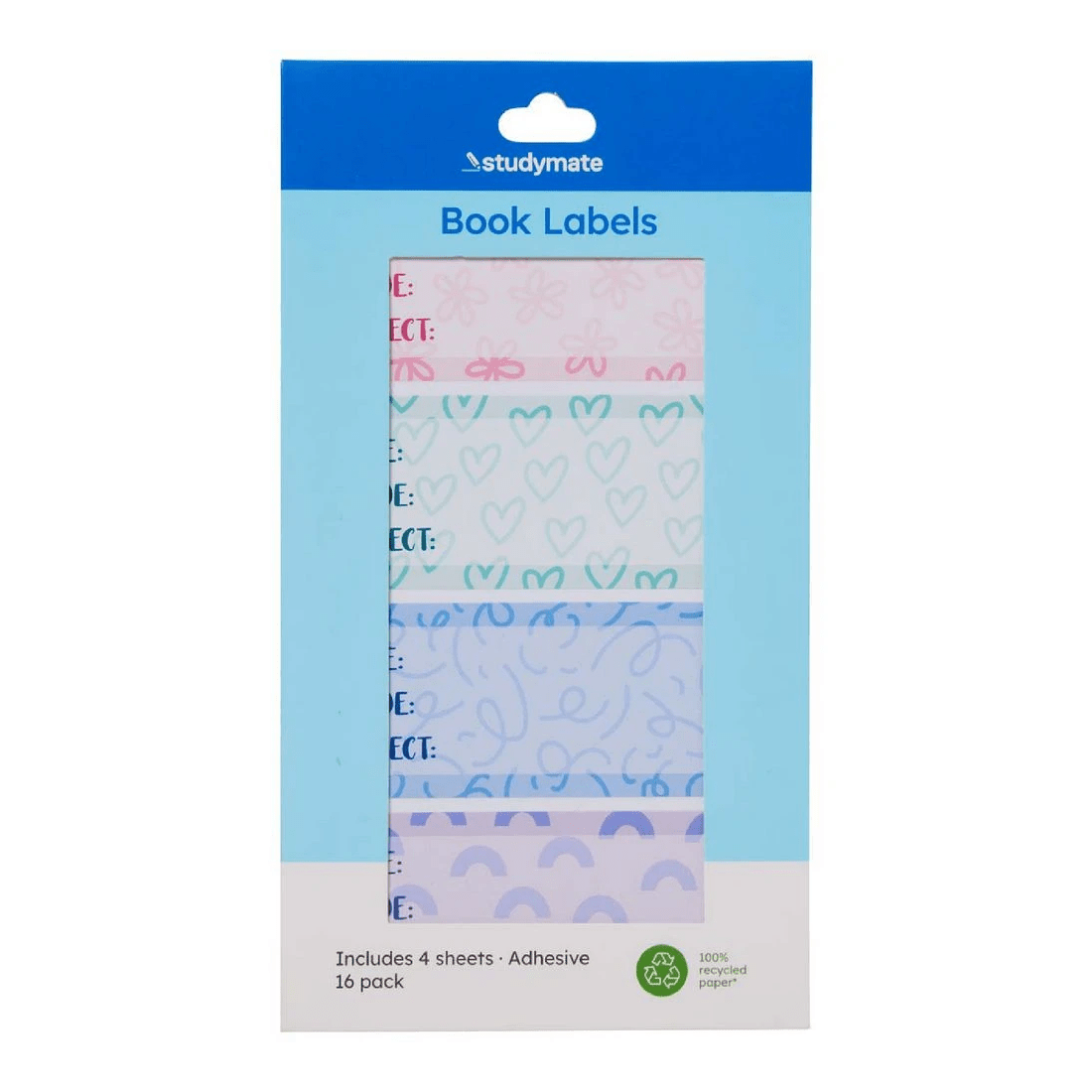1 Studymate Book Labels Pastels 16 pack, 1 of 3