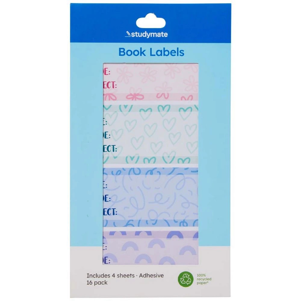 1 Studymate Book Labels Pastels 16 pack, 1 of 3
