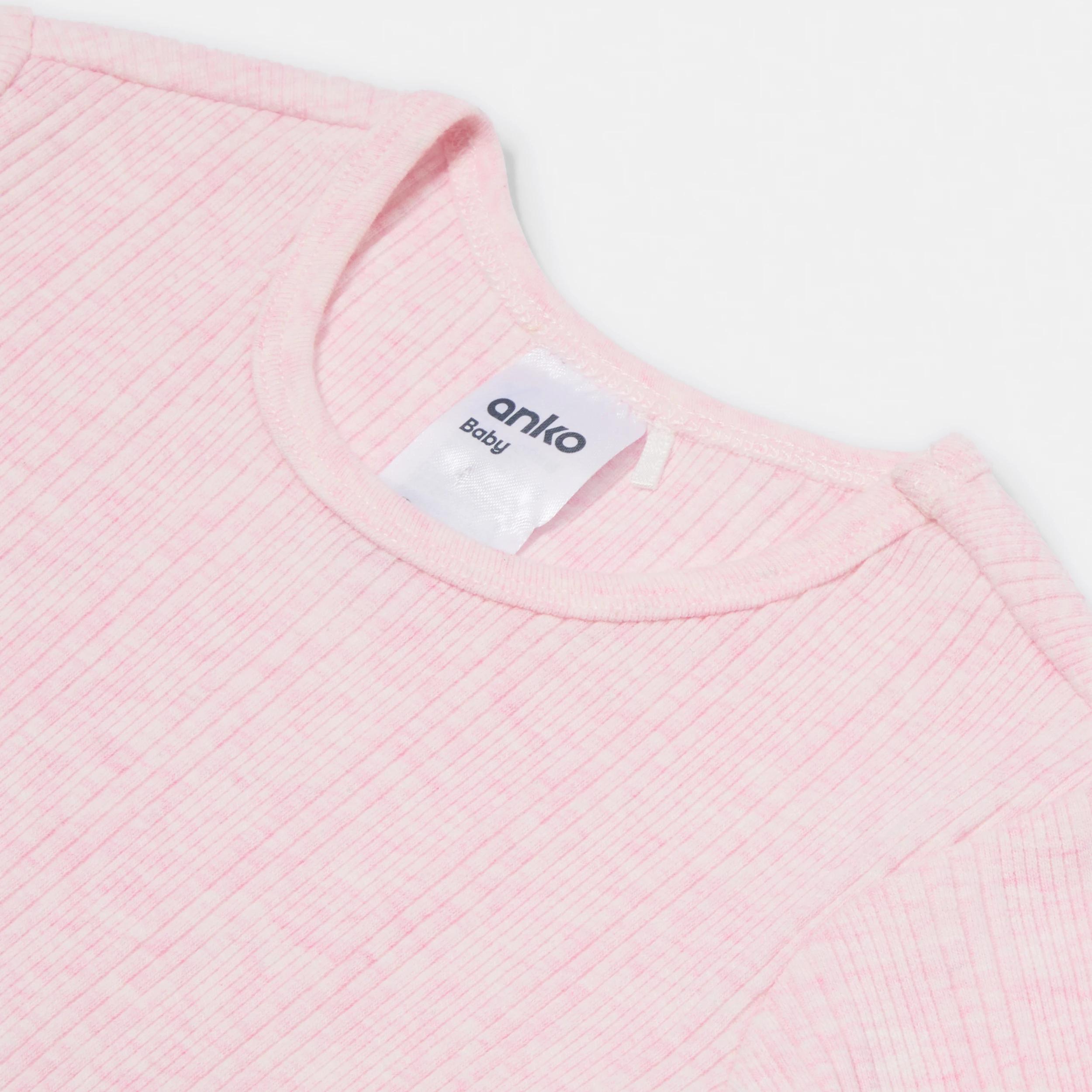 5 2 Piece Short Sleeve Newborn Ribbed Set PINK MARLE, 5 of 6