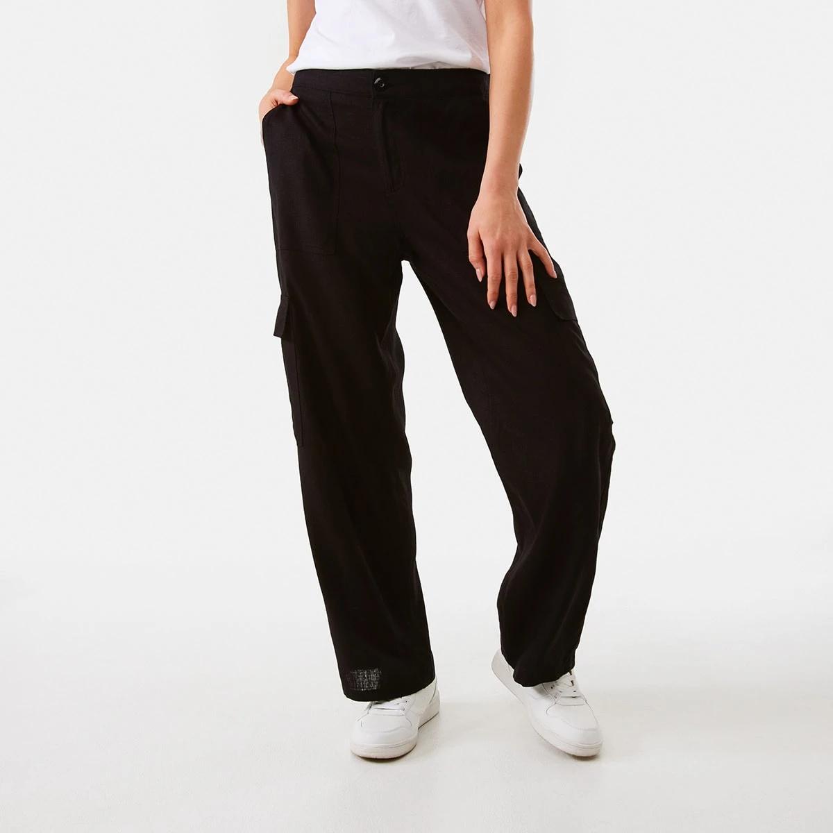 1 Linen Blend Cargo Pants Black, 1 of 6