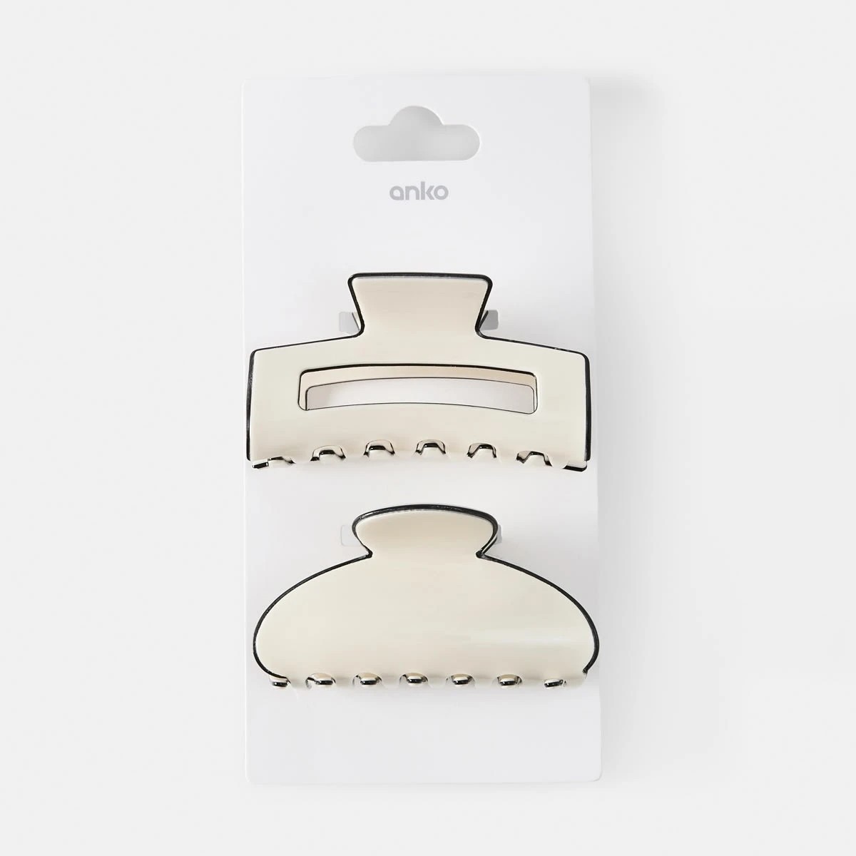 4 2 Pack Contrast Hair Clips - Beige, 4 of 4