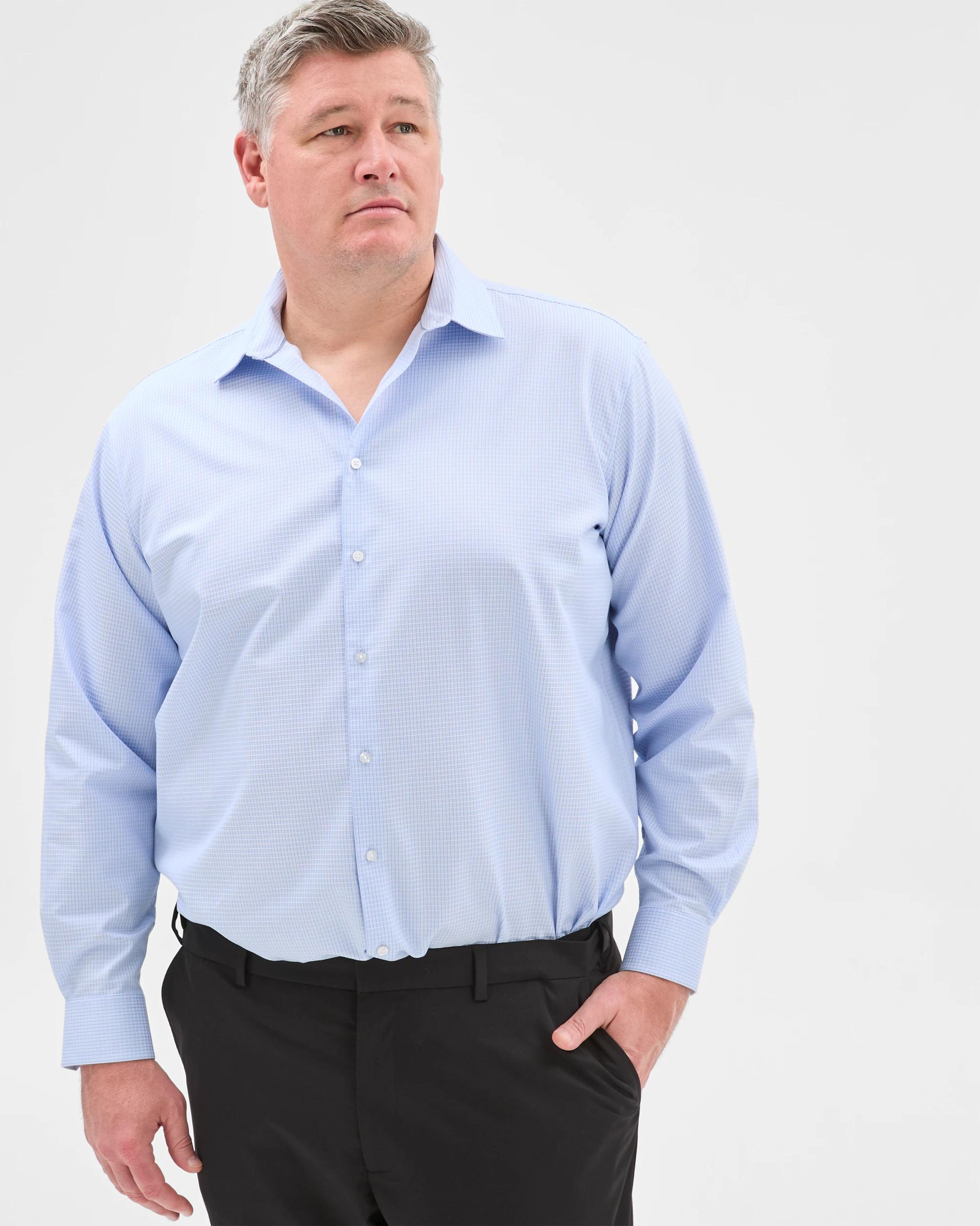 2 Target Man Plus Plus Size Australian Cotton Business Shirt BLUE CHECK, 2 of 6