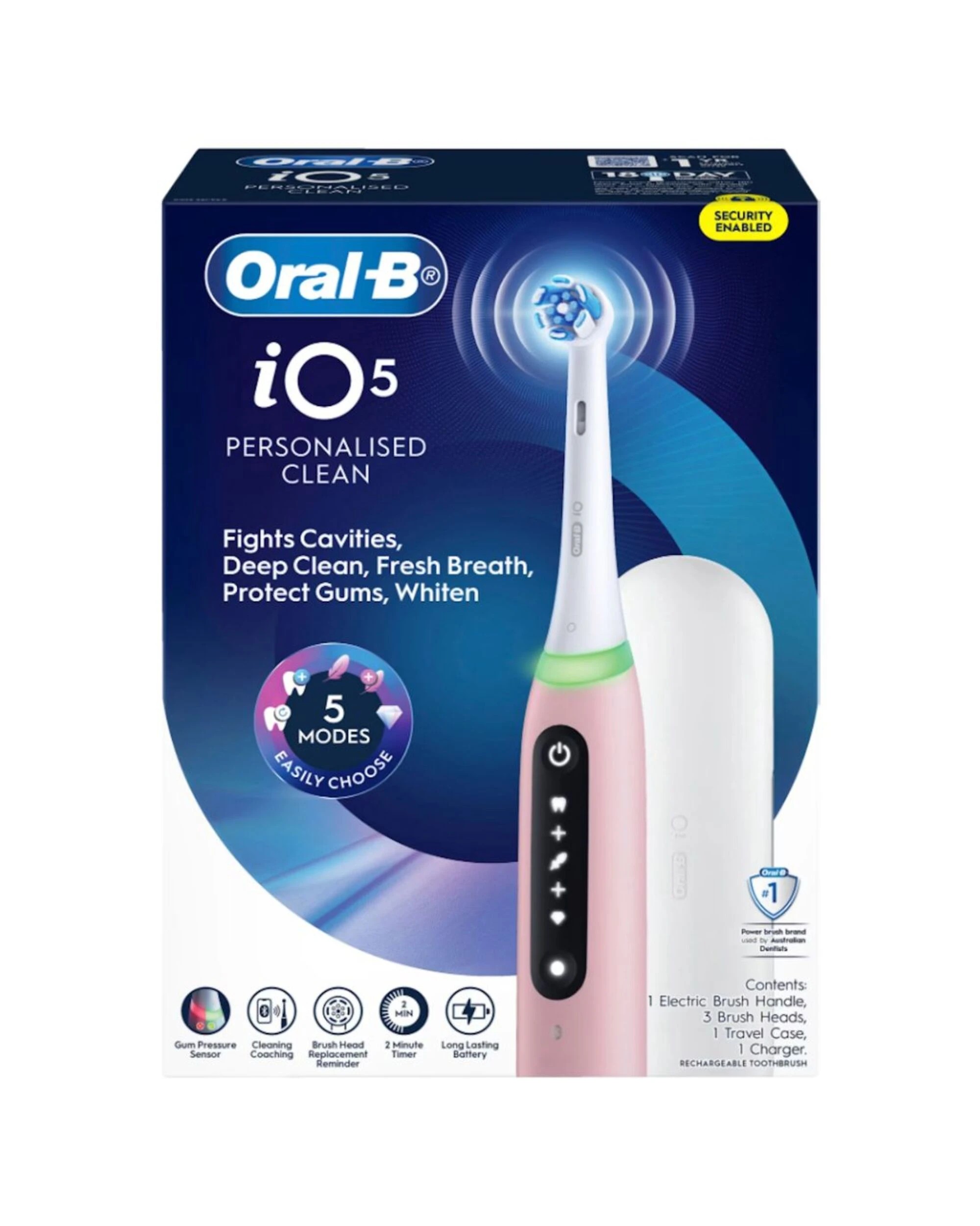 3 Oral-B iO 5 Personalised Clean Electric Toothbrush w/ Travel Case - Pink, 3 of 5