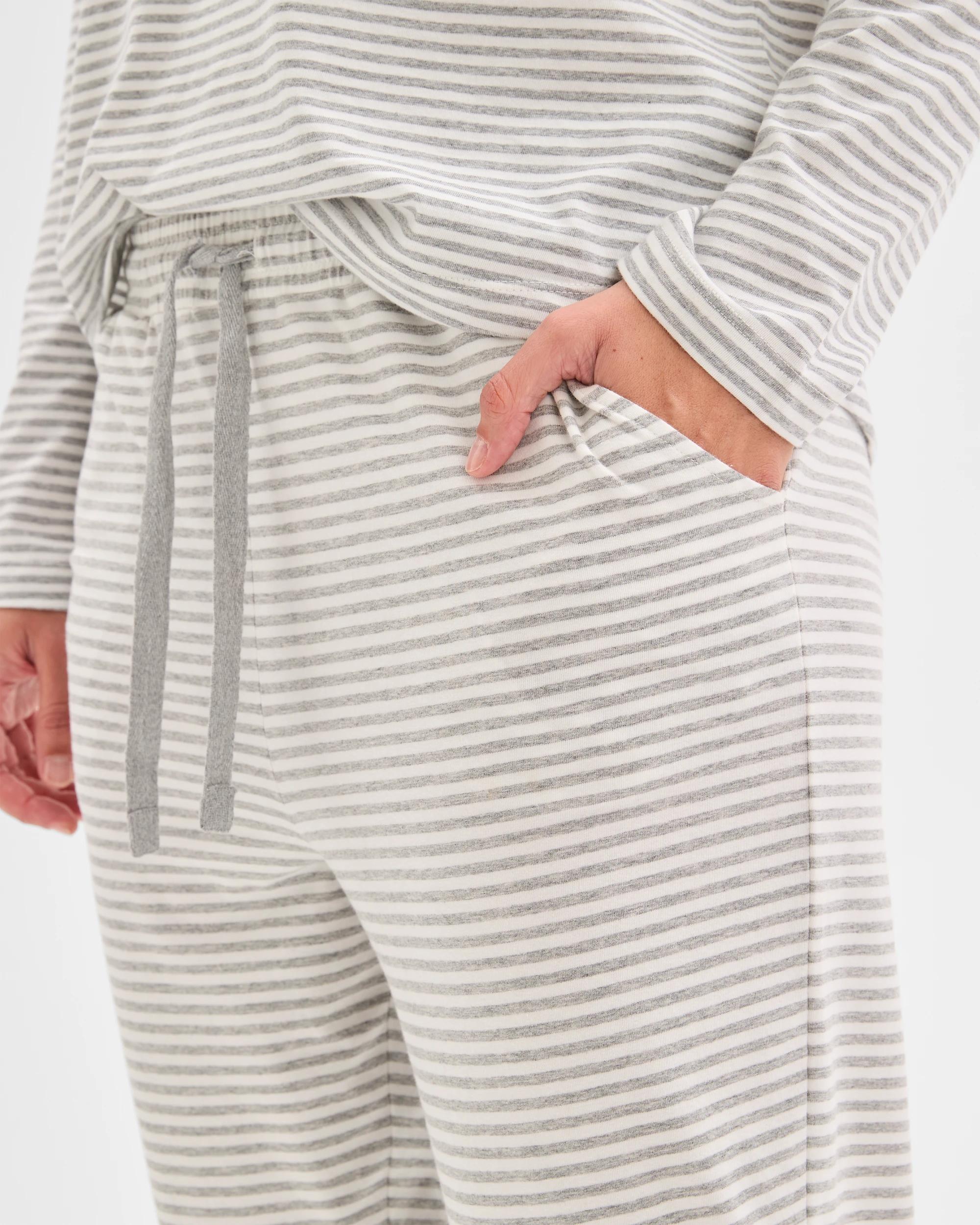 5 Target Woman Australian Cotton Blend Jogger Pyjama Pants GREY/WHITE STRIPE, 5 of 6