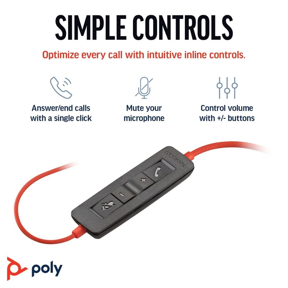 4 Poly Blackwire 3220 USB-C/A Headset Black, 4 of 6