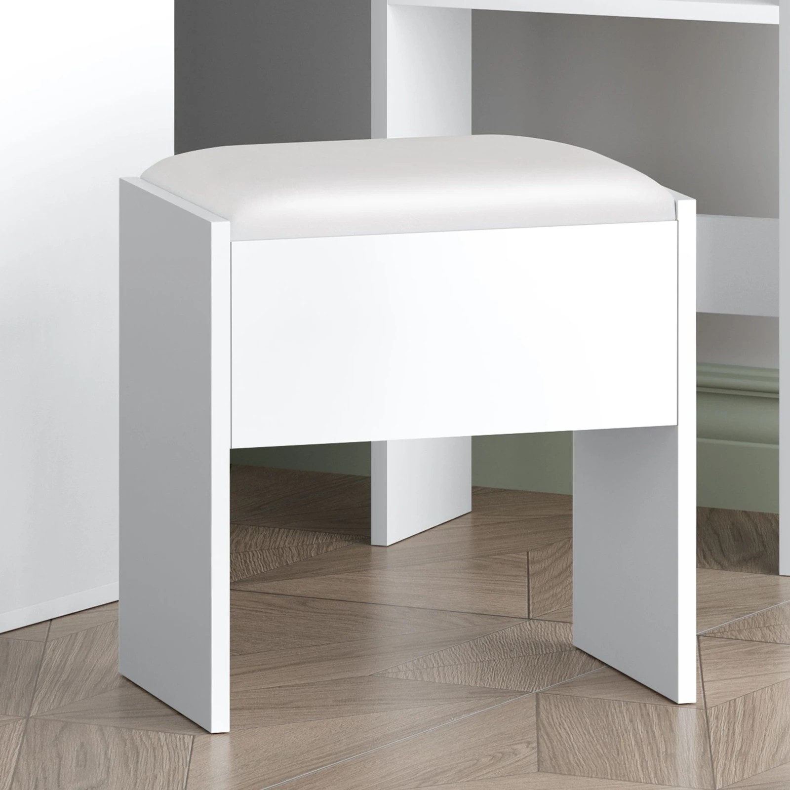 5 Alfordson Dressing Table Stool Set Makeup Tri-fold Mirror Vanity Desk - White, 5 of 10