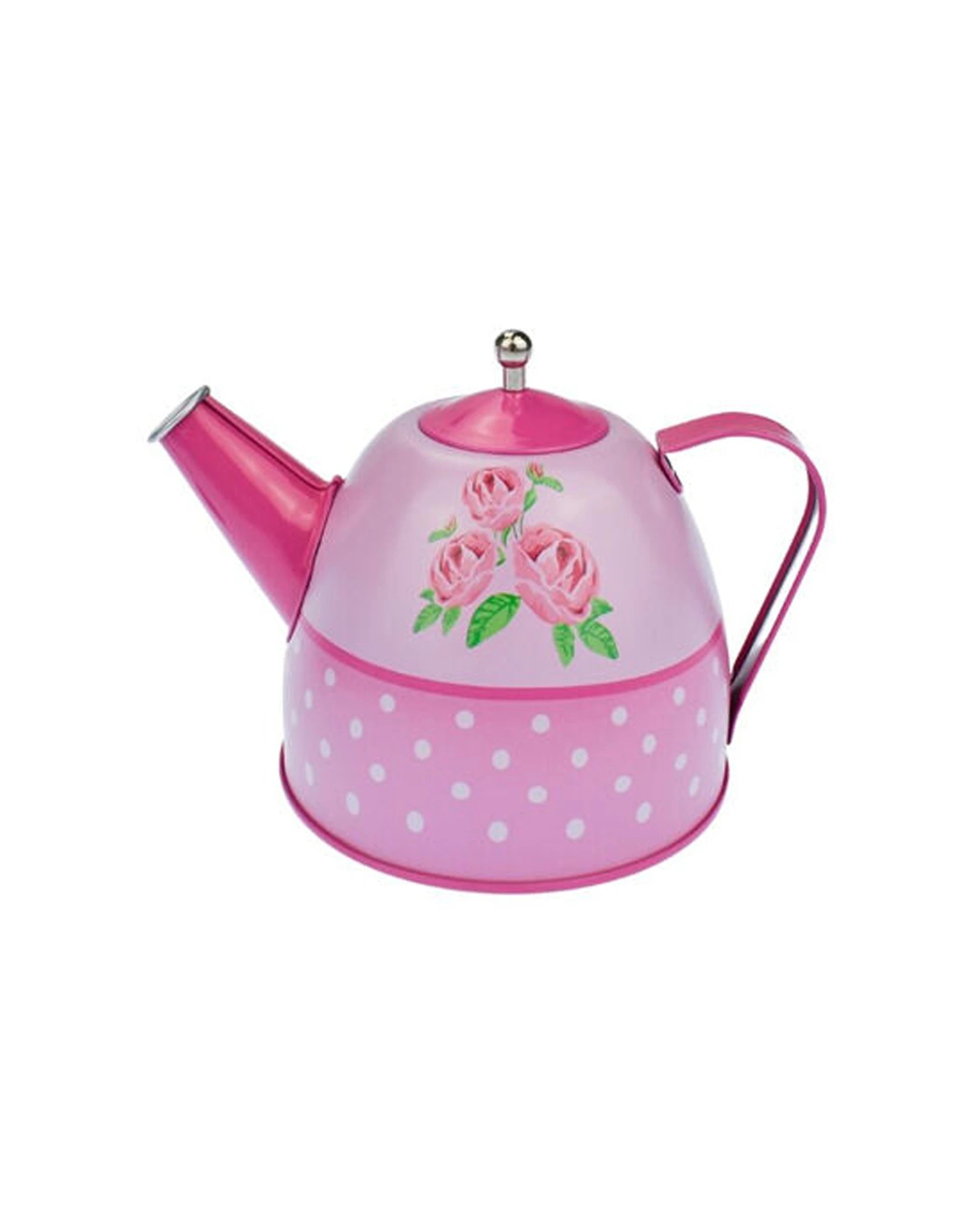 6 Kaper Kidz 18pc Rose Tin Tea Set With Picnic Basket Kids Pretend Play Toy - Pink, 6 of 7