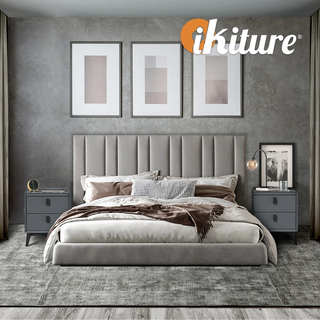 7 Oikiture Smart Bedside Table Wireless Charging Led Lights Nightstand
 - Grey, 7 of 10