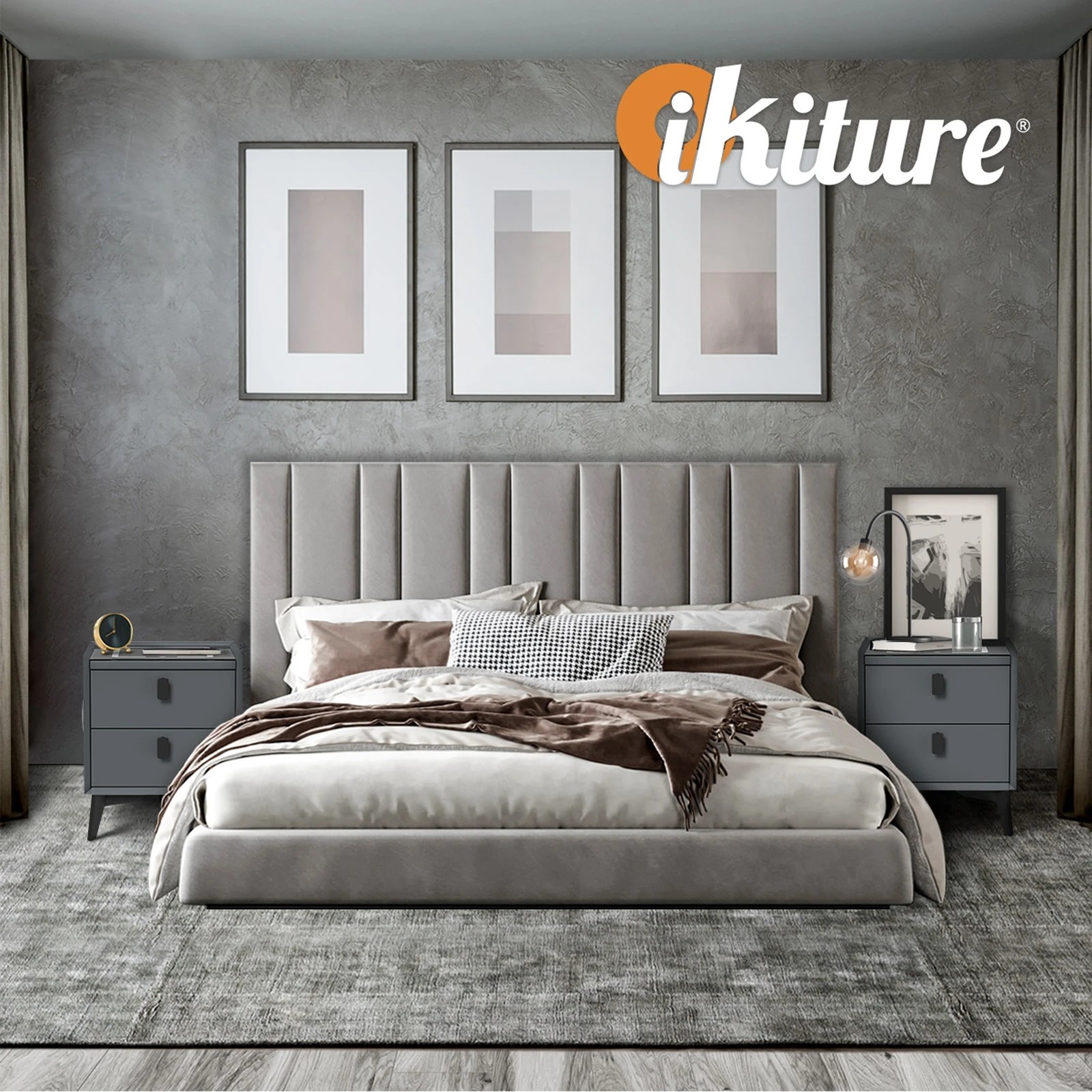 7 Oikiture Smart Bedside Table Wireless Charging Led Lights Nightstand
 - Grey, 7 of 10