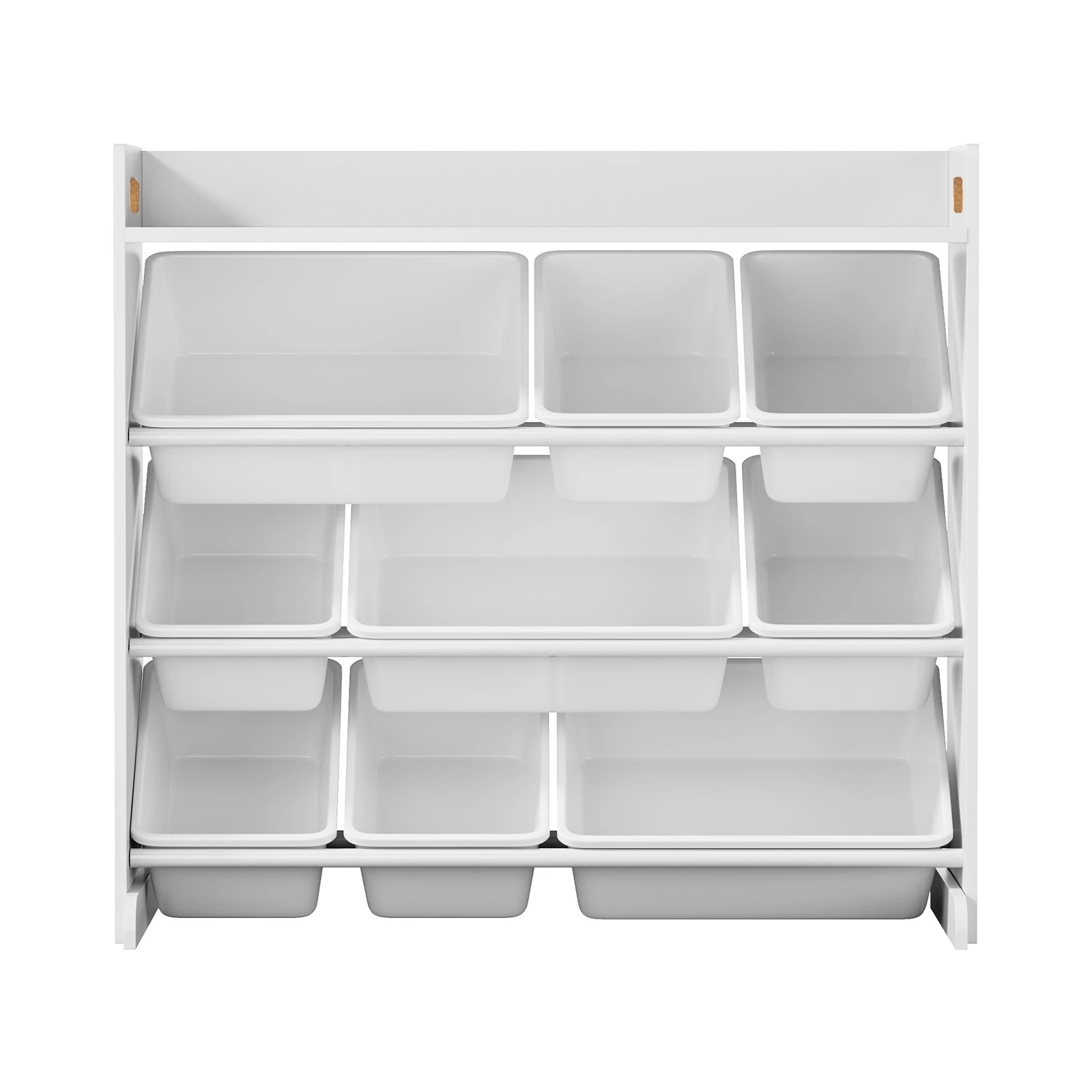 9 Oikiture 9 Bins Kids Toy Box Bookshelf Storage Organiser Display Shelf - White, 9 of 9