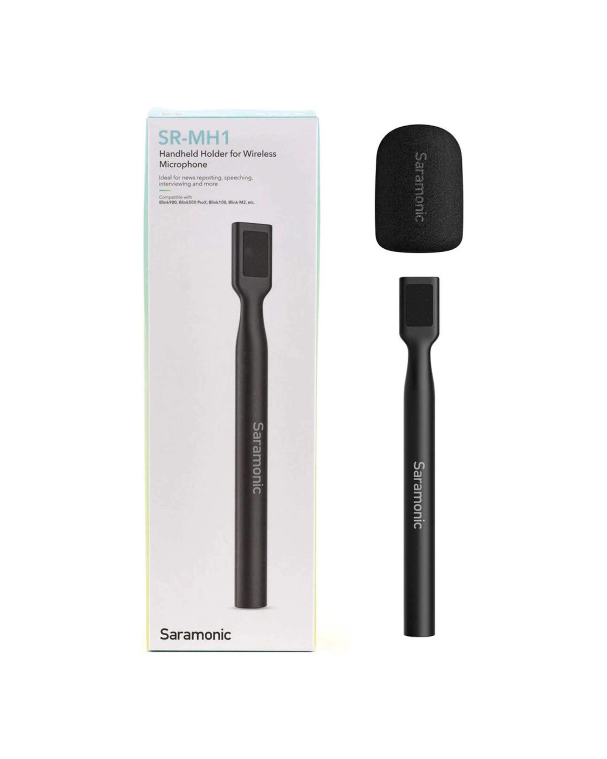 1 Saramonic SR-MH1 Handheld Holder for Wireless Transmitter Microphone W/ Windscreen - Black, 1 of 5