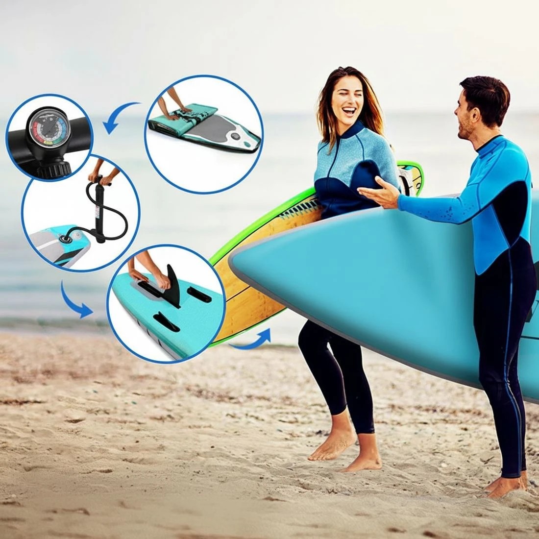 3 Weisshorn Stand Up Paddle Board 10.5ft Inflatable SUP Surfboard Paddleboard Kayak Surf - Green, 3 of 4