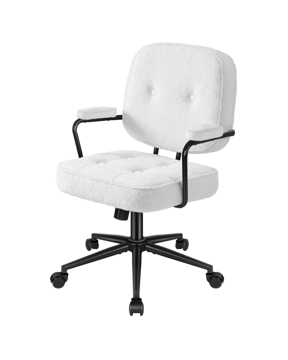 Alfordson Office Chair Ergonomic Executive Computer Work Seat Boucle - White