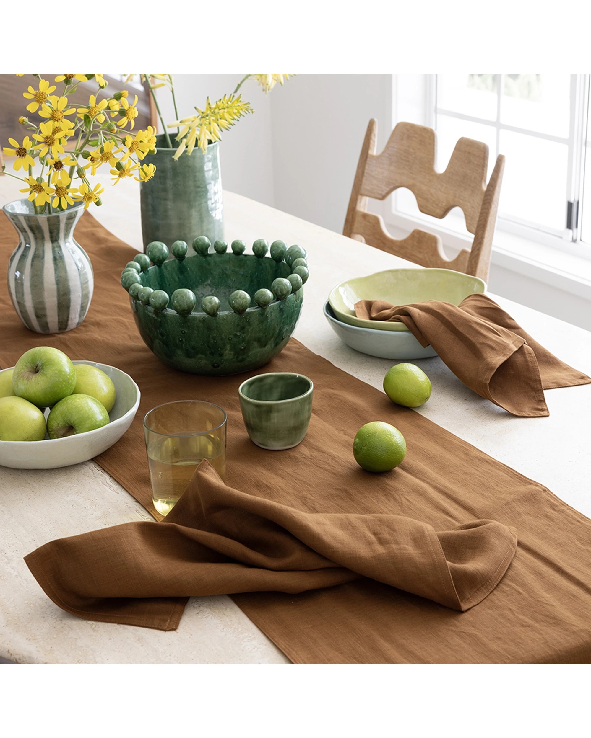 3 Bambury Tableware/Dinnerware Linen Table Runner Hazel 35x180cm - Brown, 3 of 3