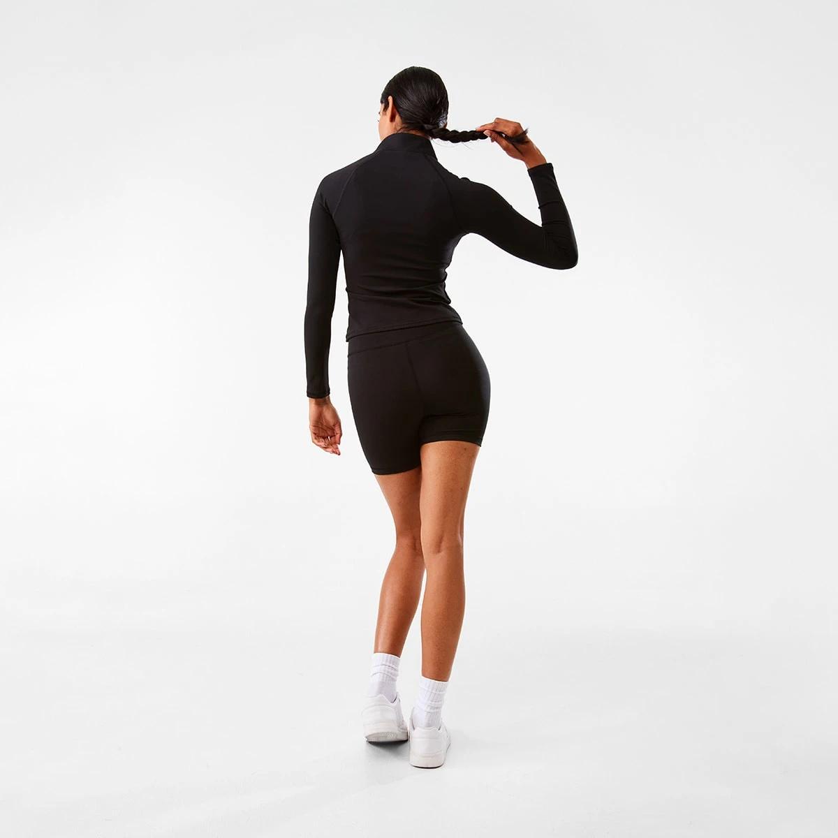 6 Active Womens Long Sleeve 1/4 Zip Ultrasoft Top BLACK, 6 of 10