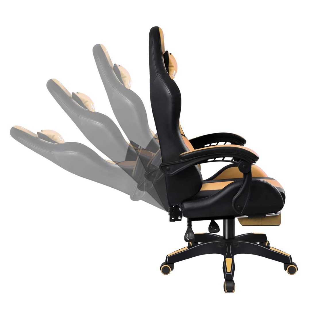 7 Alfordson Gaming Office Chair Extra Large Pillow Racing Executive Footrest Seat - Gold, 7 of 10